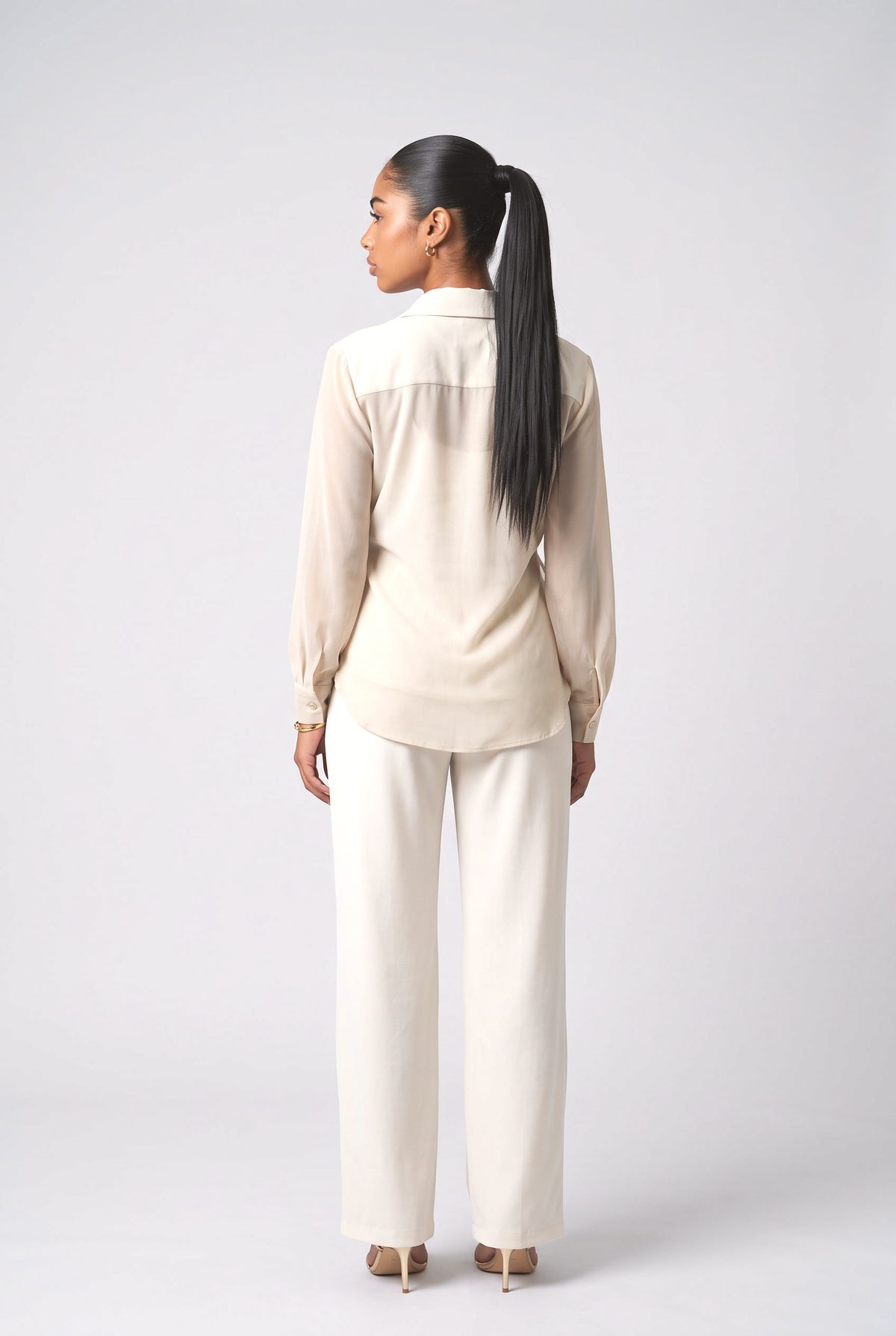 Beige Chiffon Top, back view