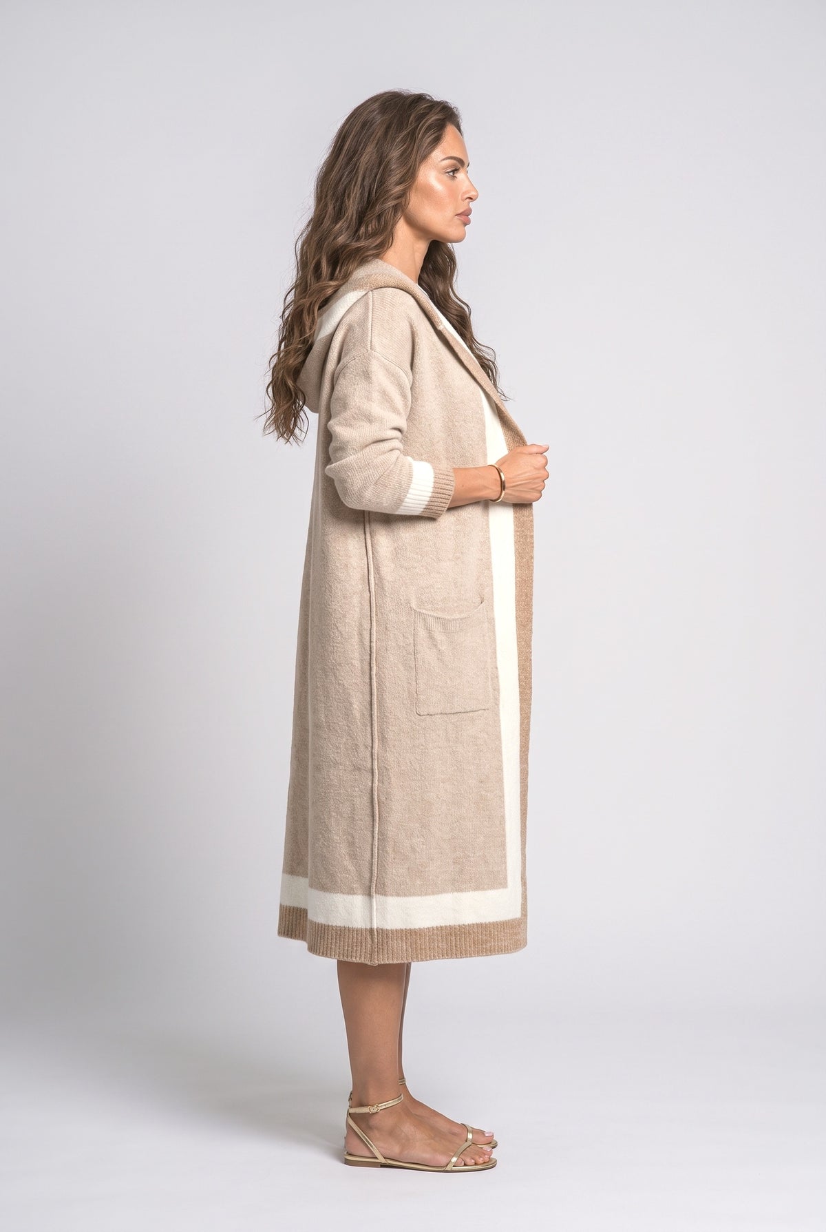 Colorblock Long Cardigan, back view