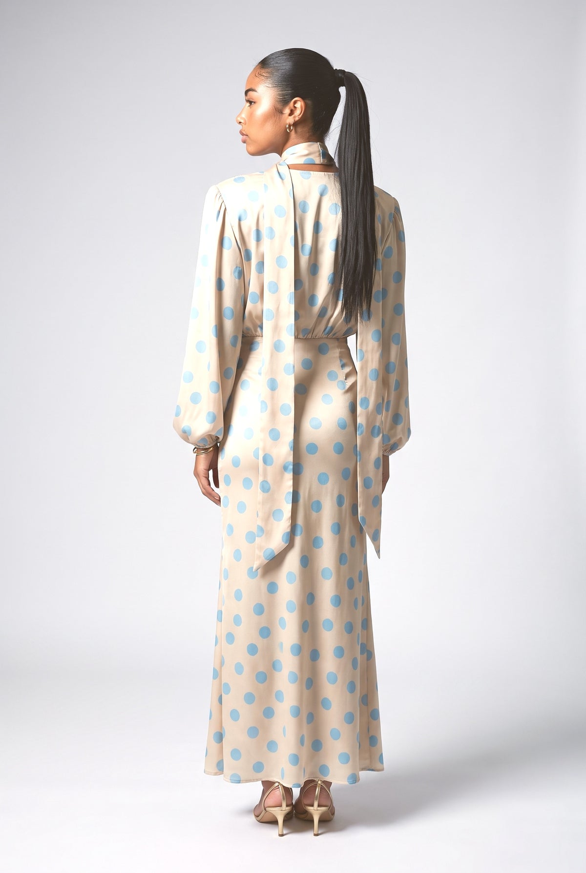 Blue Polka Dot Outfit Set, back view