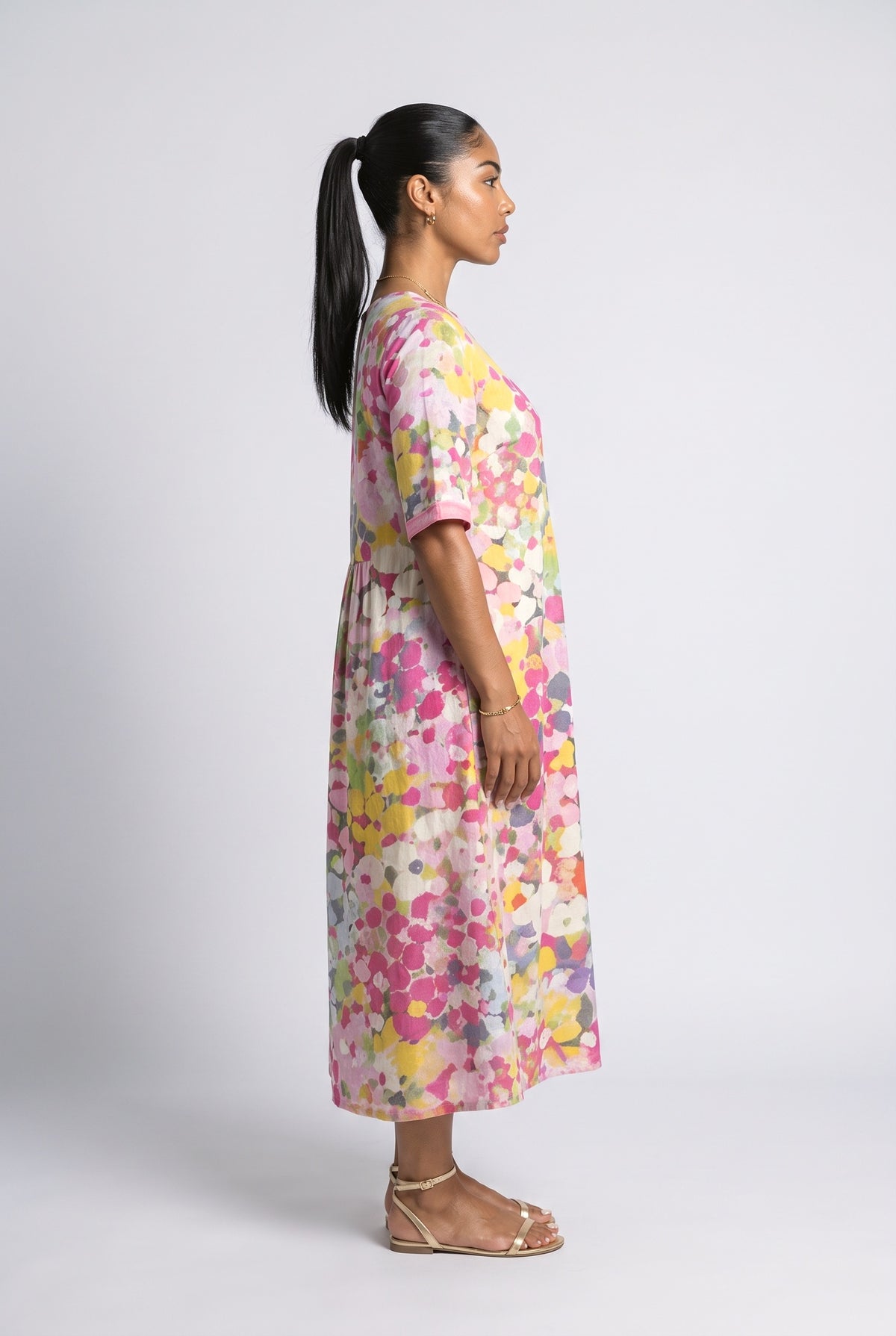Floral Relaxed Midi Dress, back view