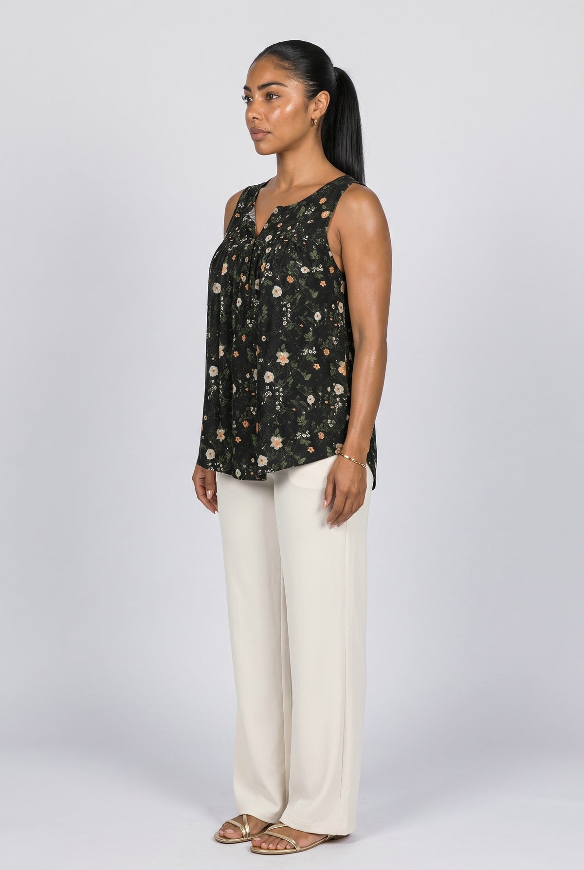 Sleeveless Flowy Tank Top, back view