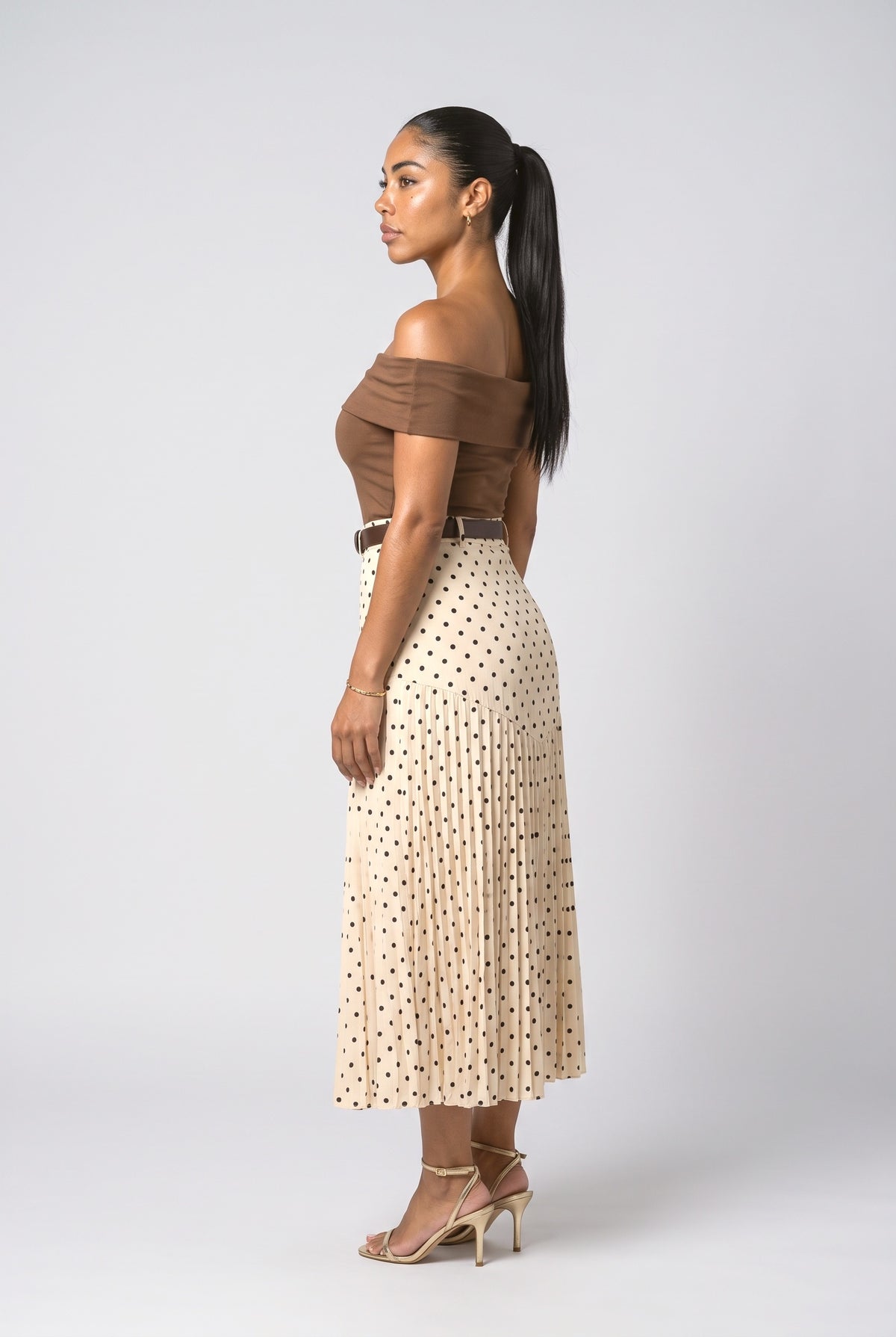 Polka Dot A-Line Midi Skirt, back view