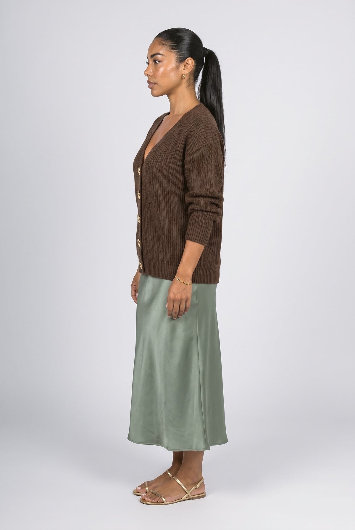 V-Neck Knit Cardigan, back view