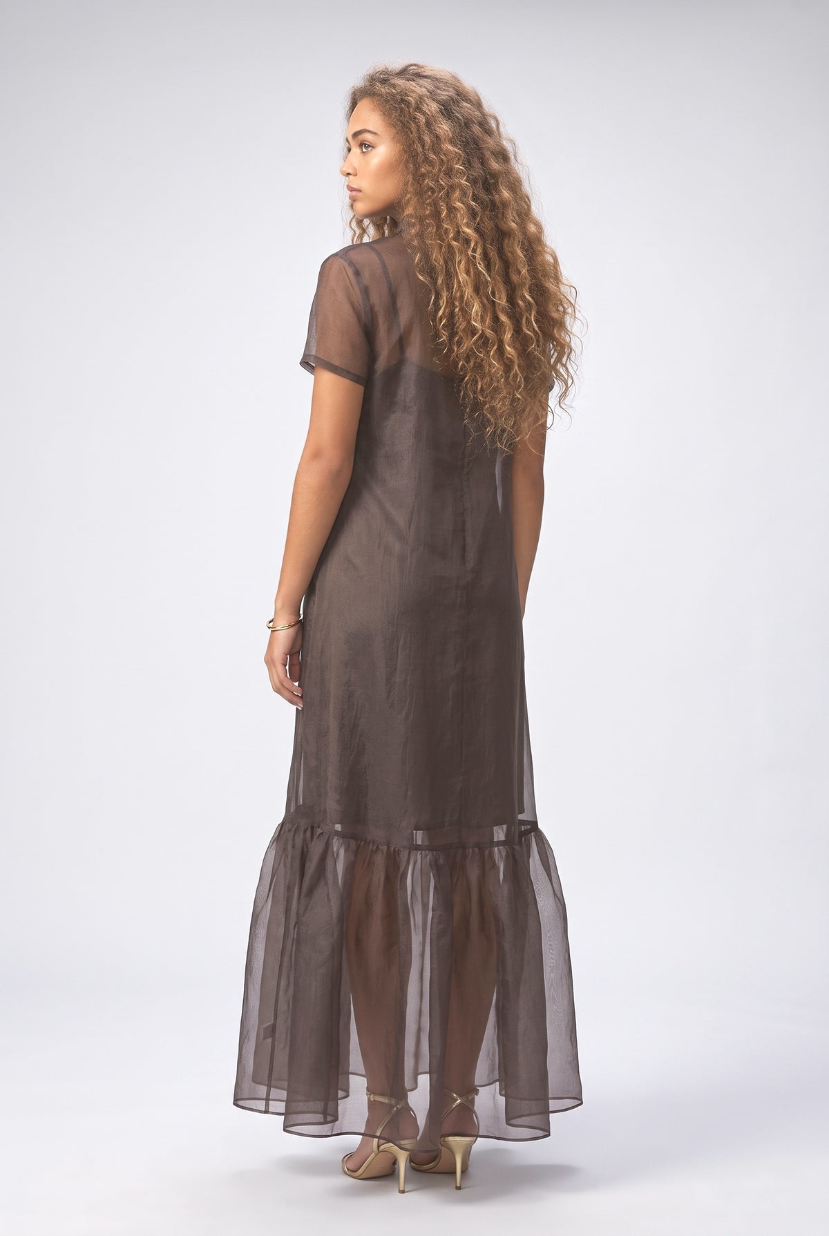 Brown Lace Maxi Dress, back view