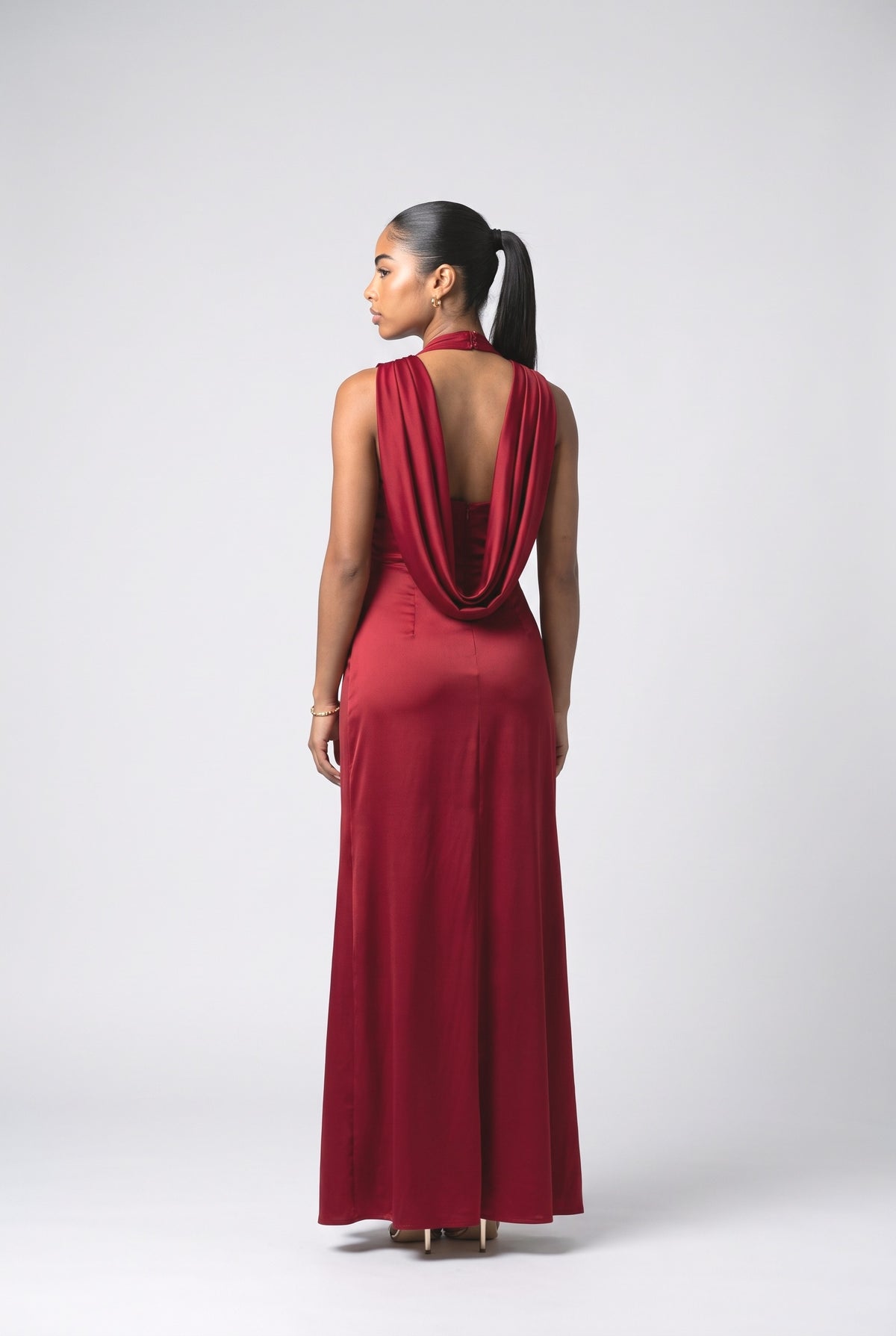 Satin Maxi Dress, back view