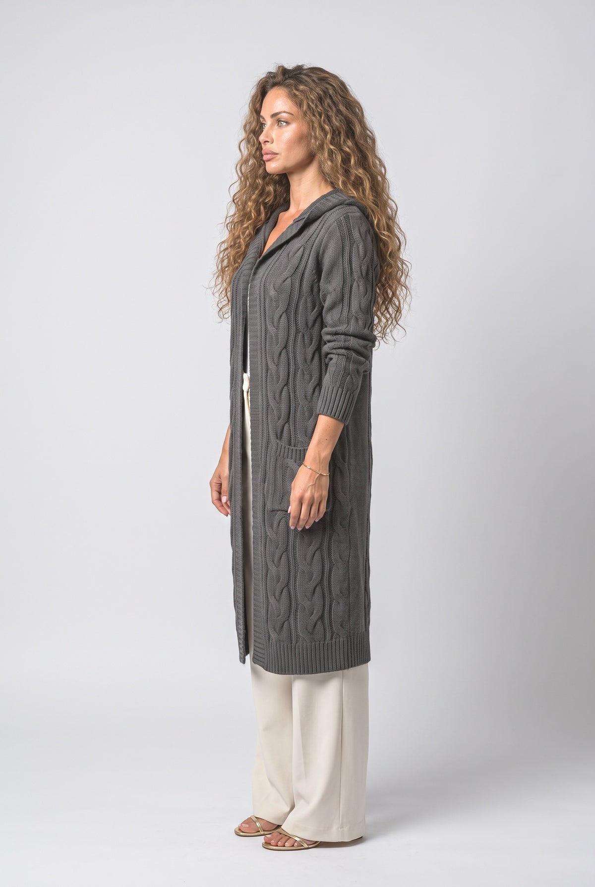 Knit Long Cardigan, back view