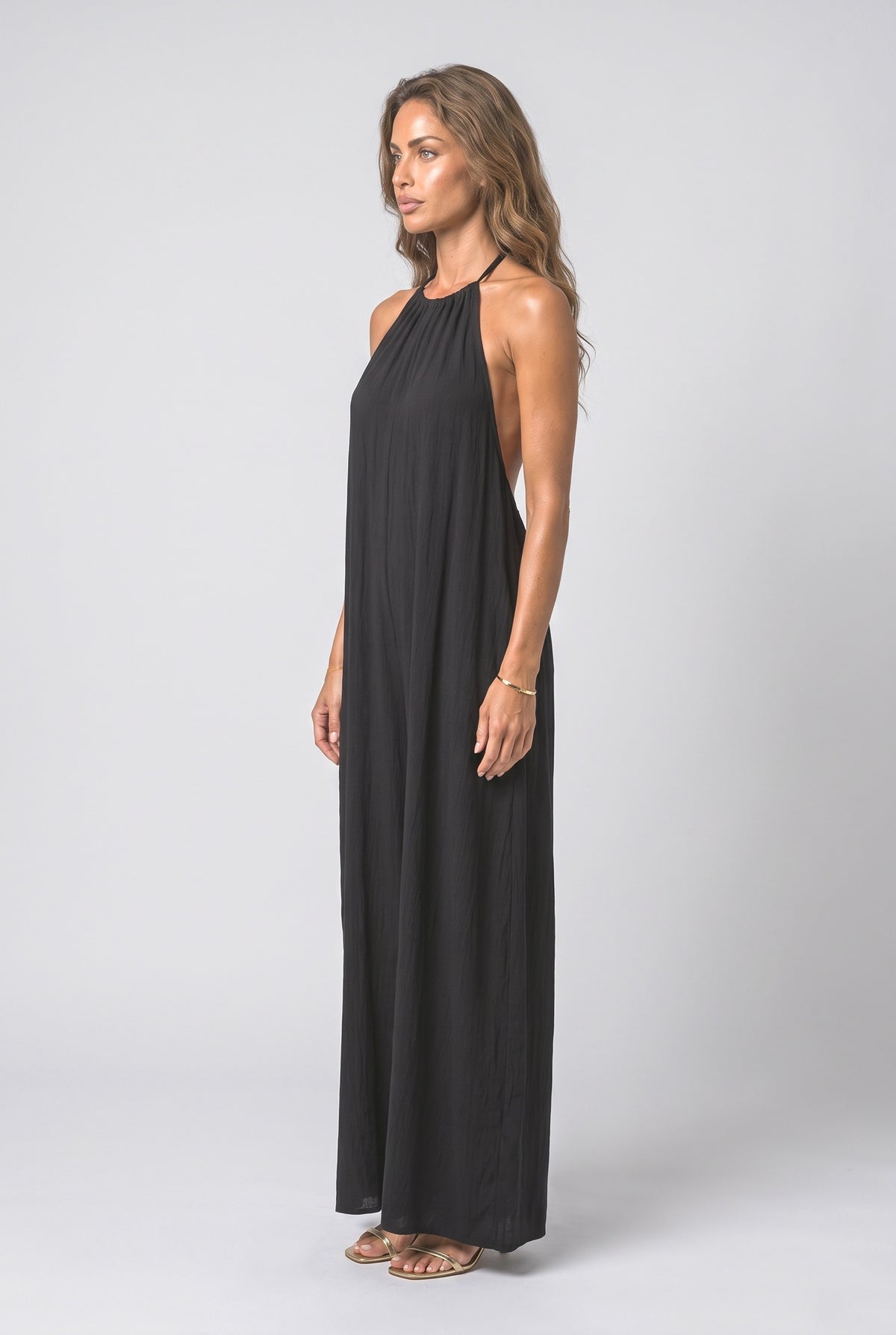 Halter Neck Draped Jumpsuit, back view