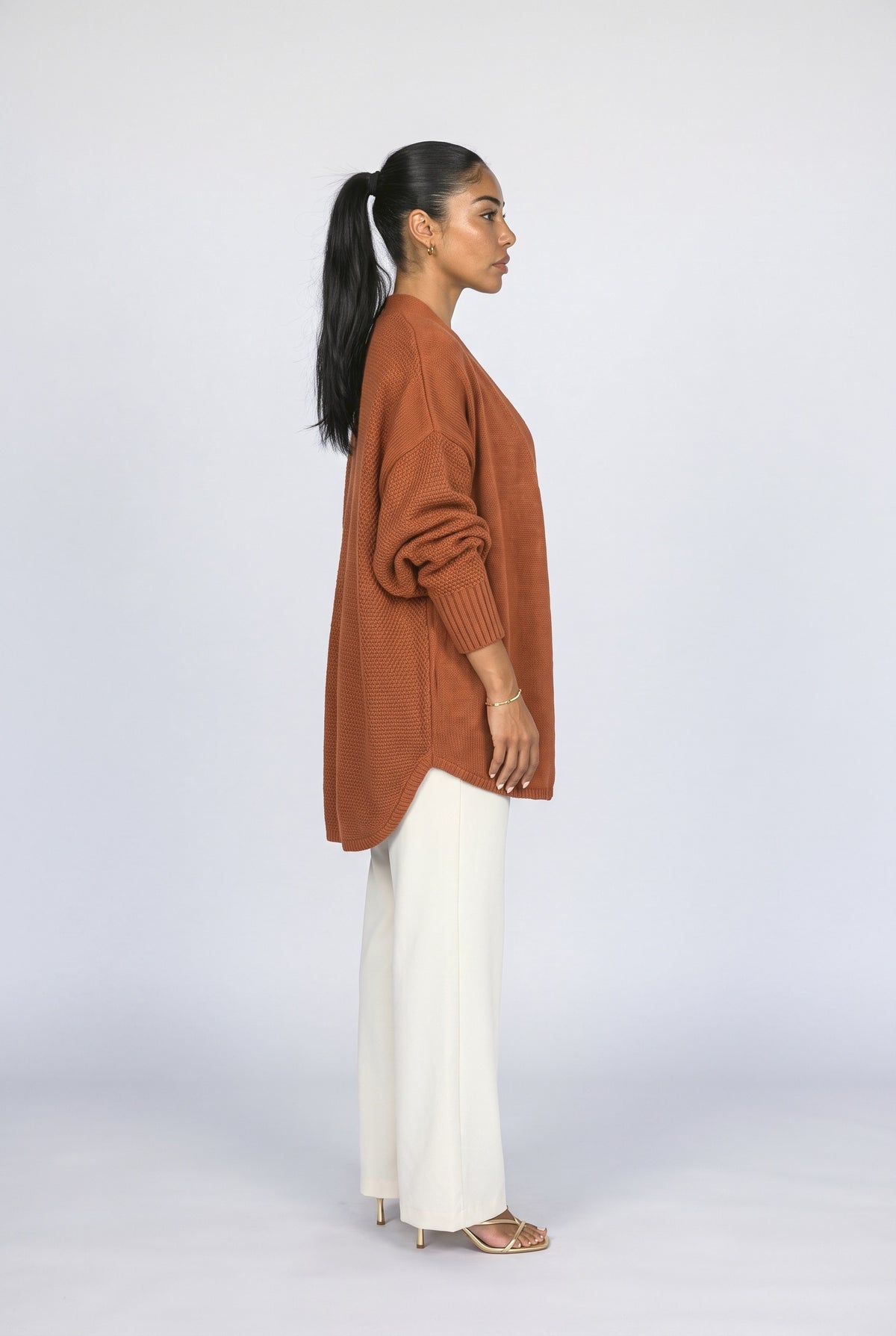 Relaxed Knit Cardigan, back view