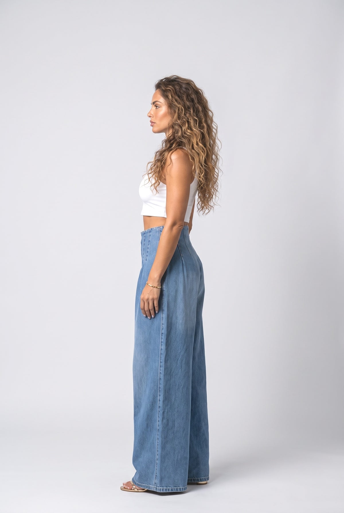 Blue Wide Leg Jeans, back view