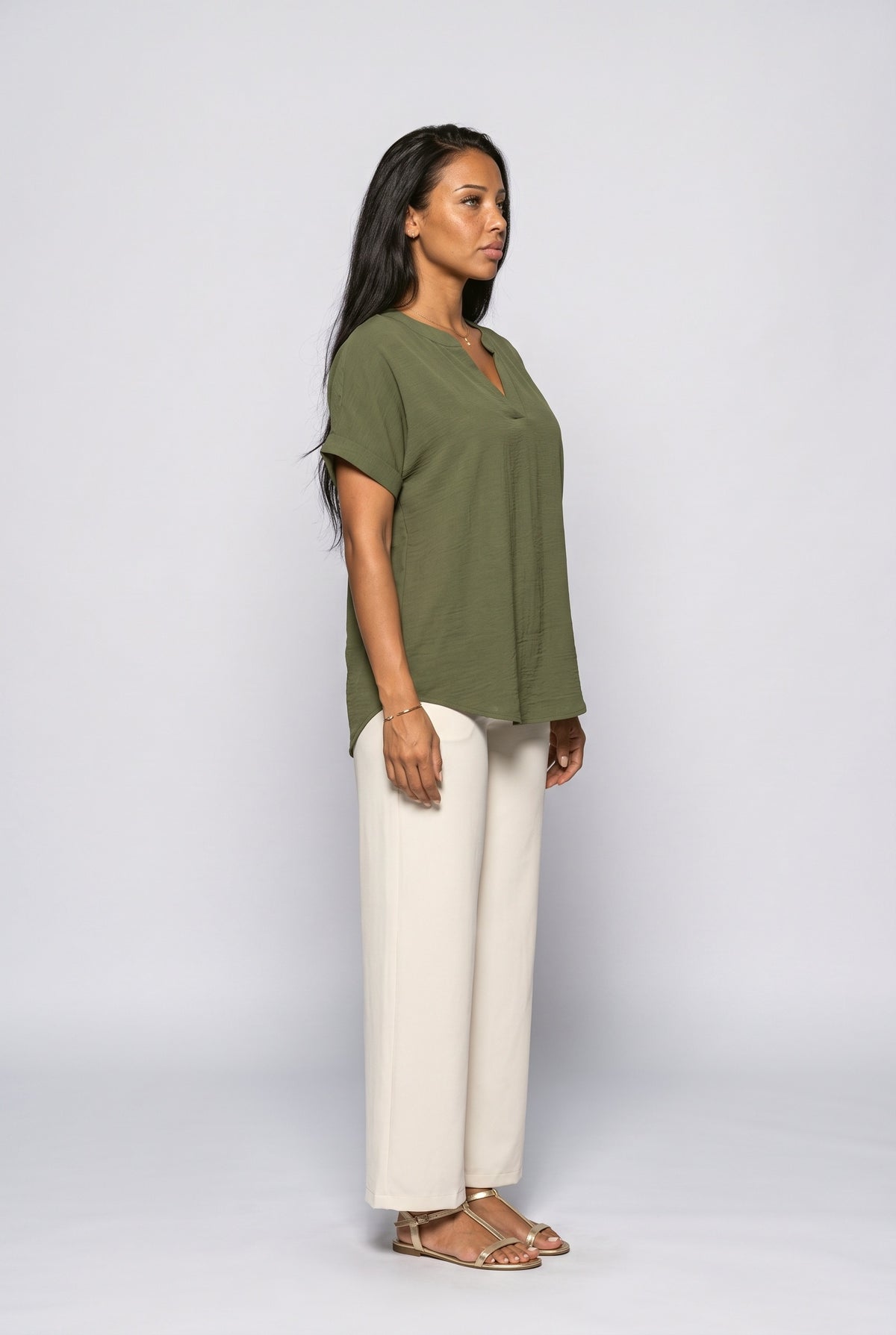 V-Neck Draped Blouse, back view