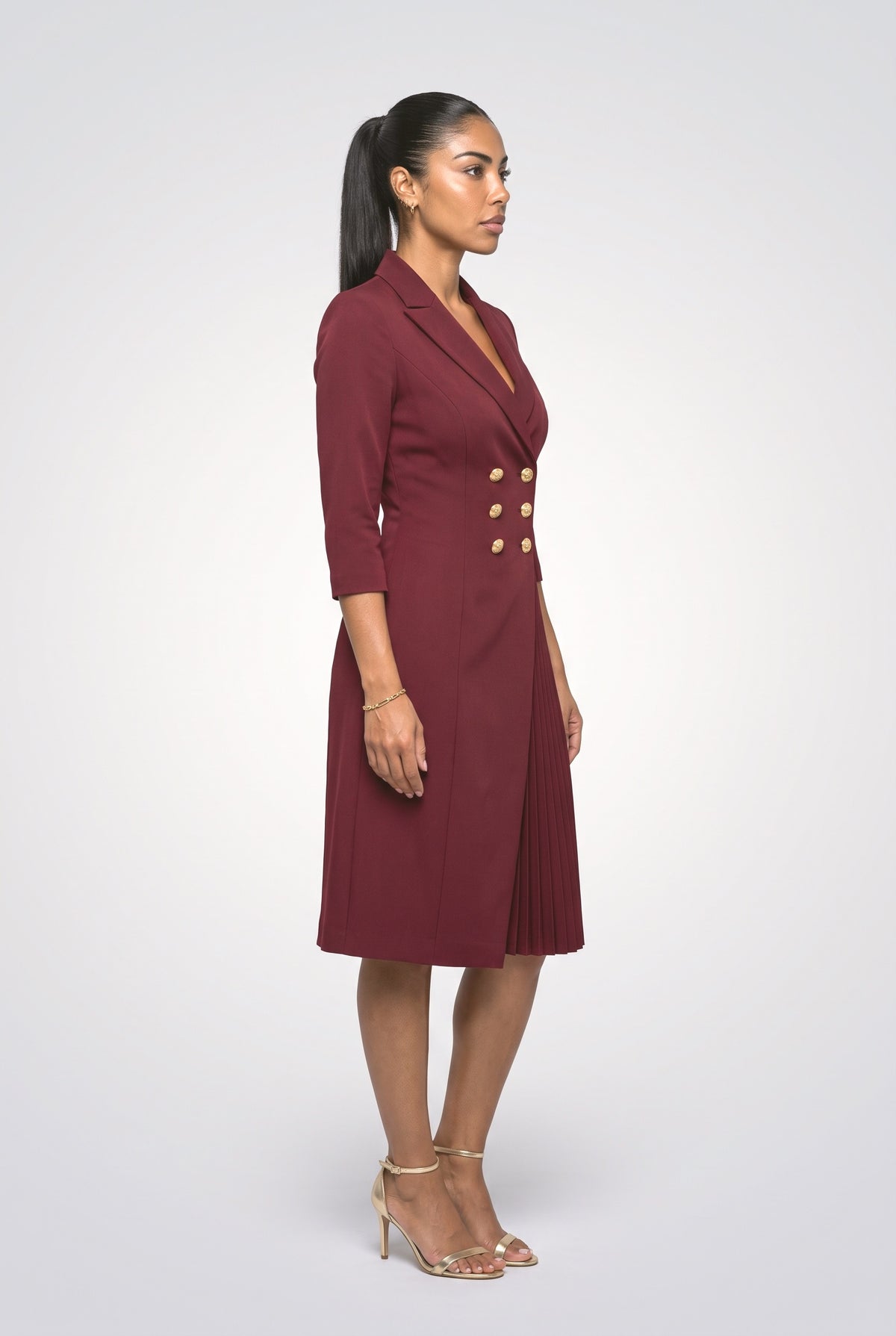 Pleated Midi Dress, back view