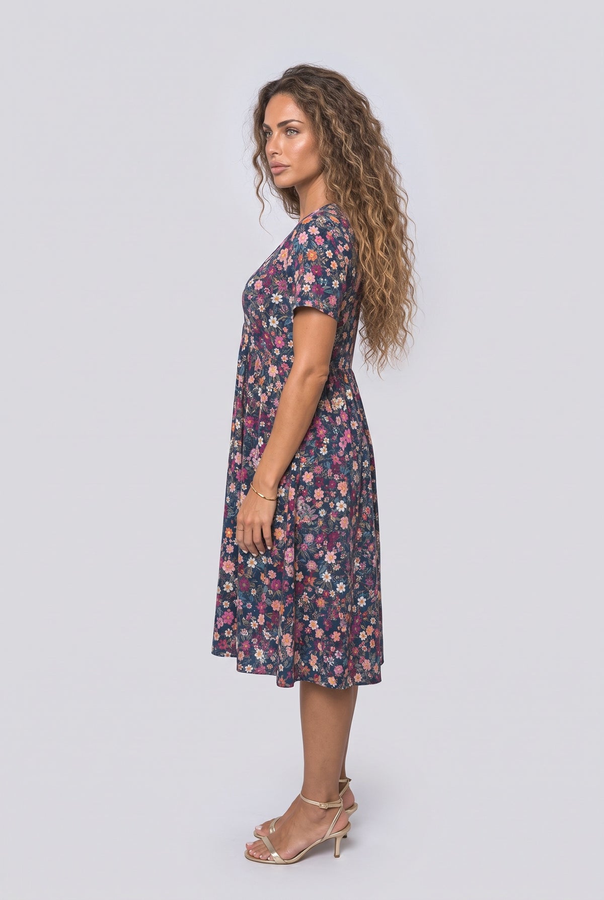 Floral Flowy Midi Dress, back view