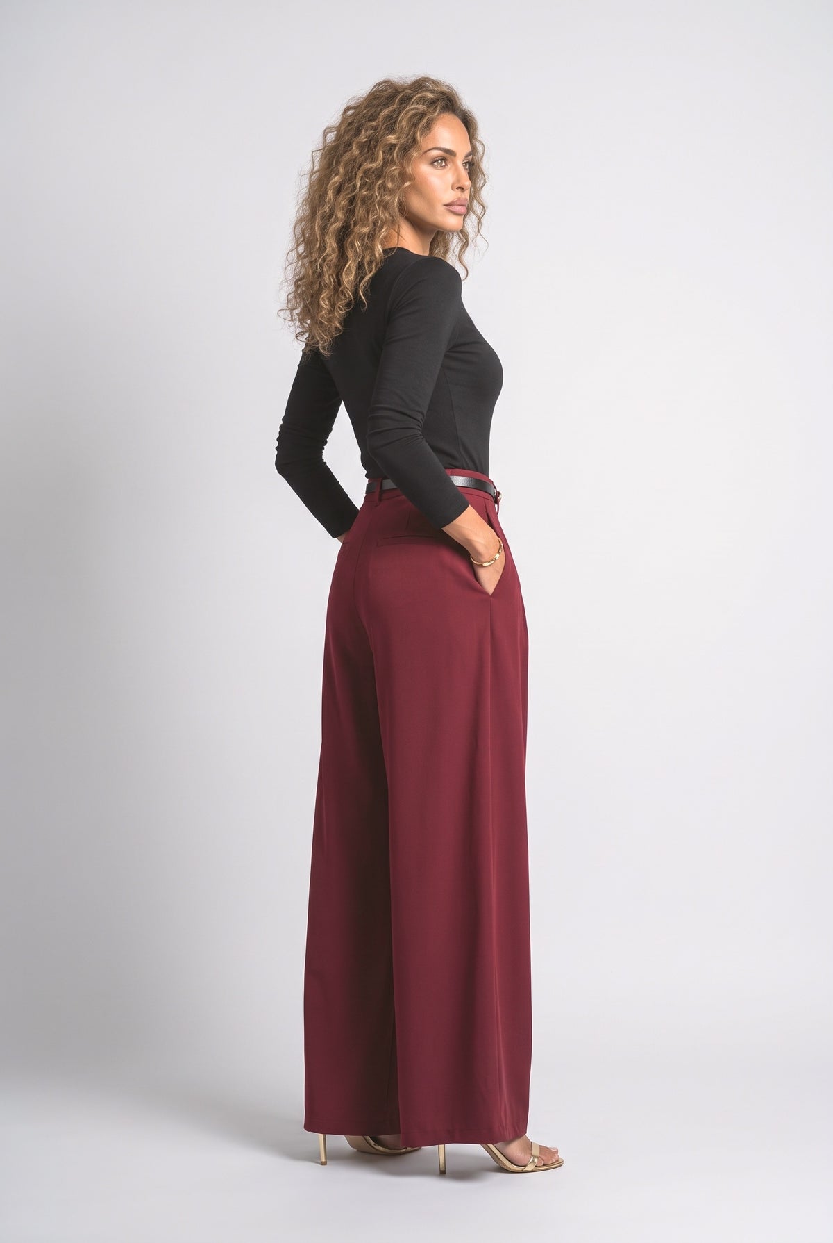 Pleated Wide Leg Pants, back view