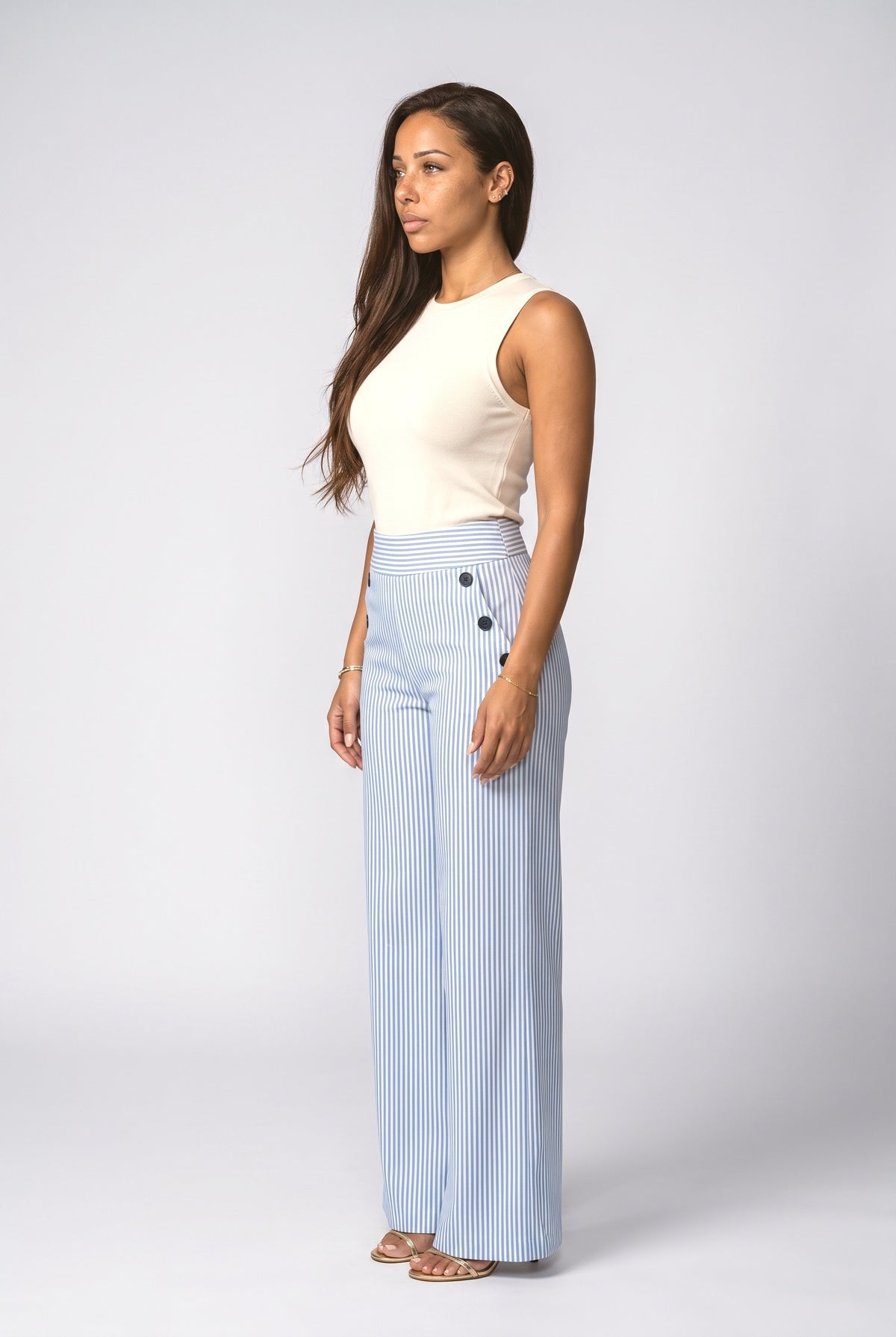 Blue Wide Leg Pants, back view