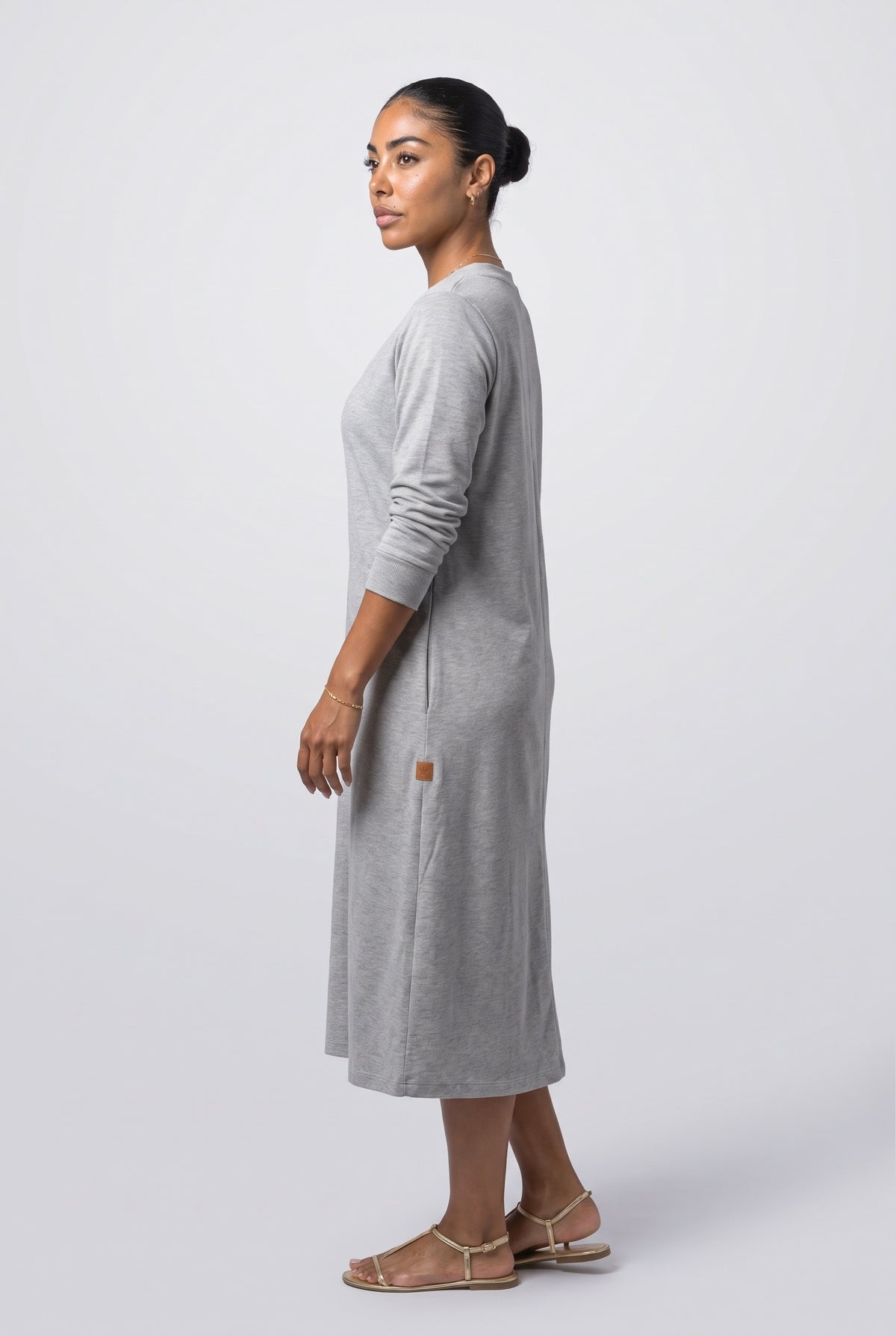 Knit V-Neck A-Line Midi Dress, back view