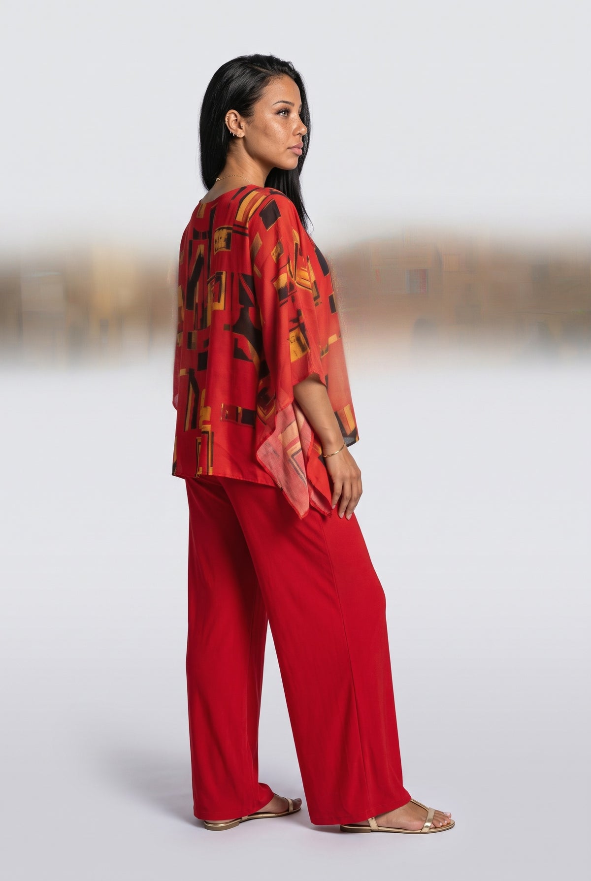 Batwing Sleeve Two Piece Outfit, back view