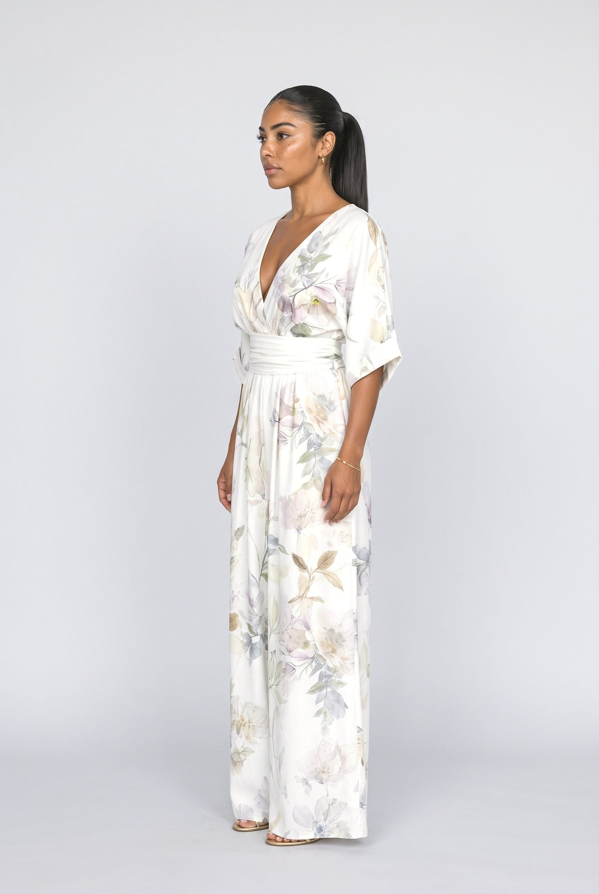 V-Neck Print Jumpsuit, back view