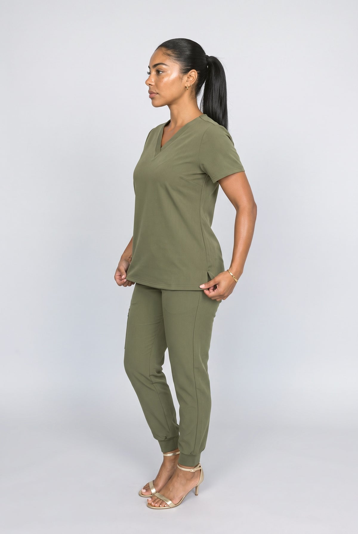 V-Neck Two Piece Outfit, back view