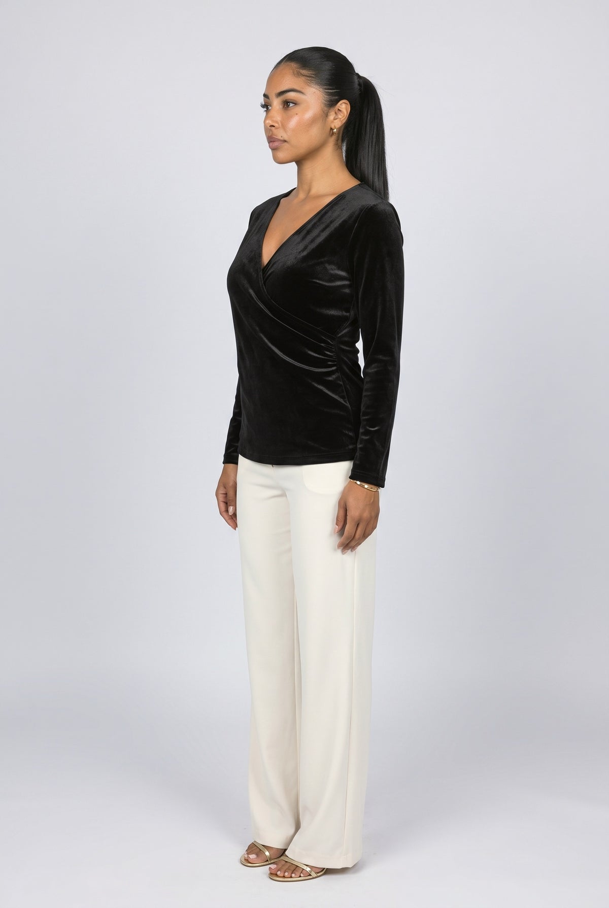 V-Neck Knit Top, back view