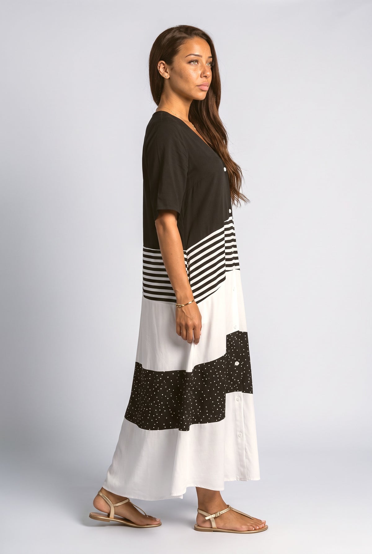 V-Neck Flowy Maxi Dress, back view