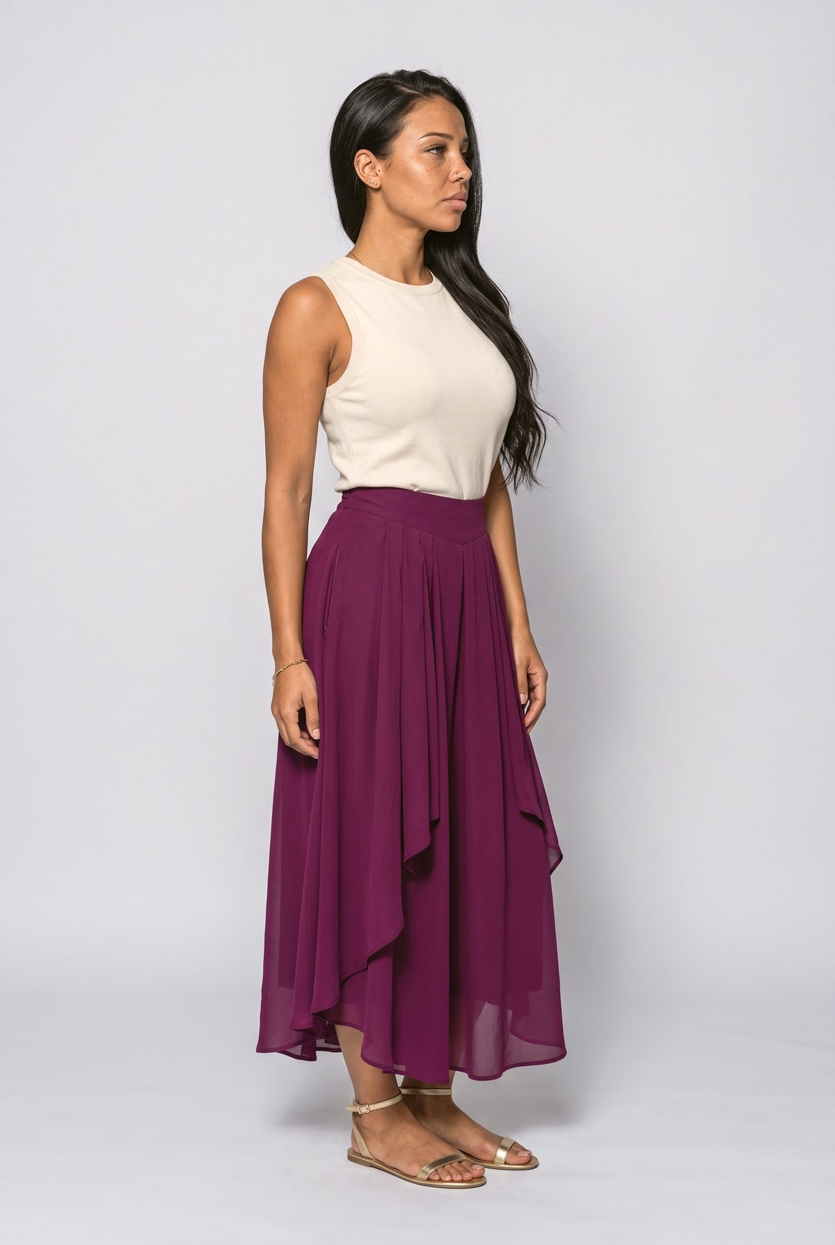 Draped Wide Leg Pants, back view