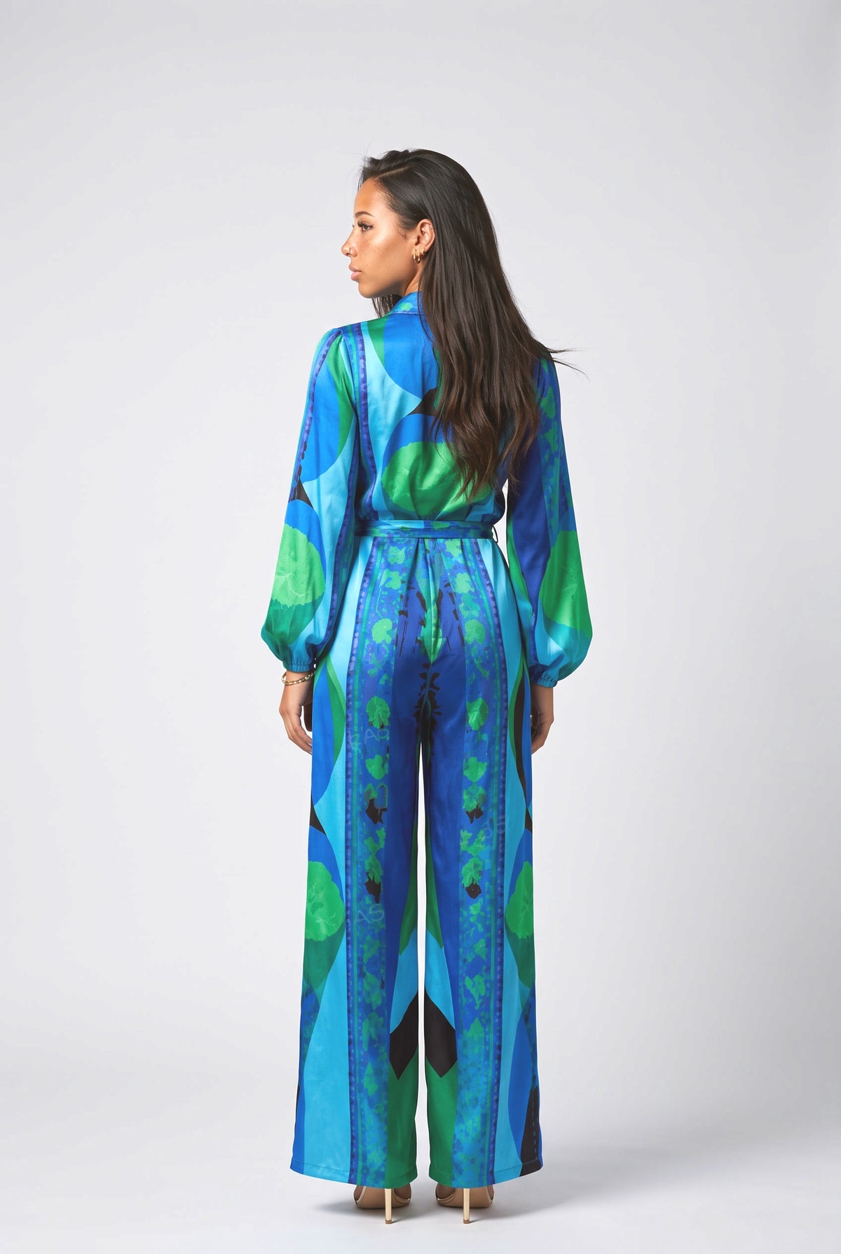 Blue Geometric Outfit Set, back view