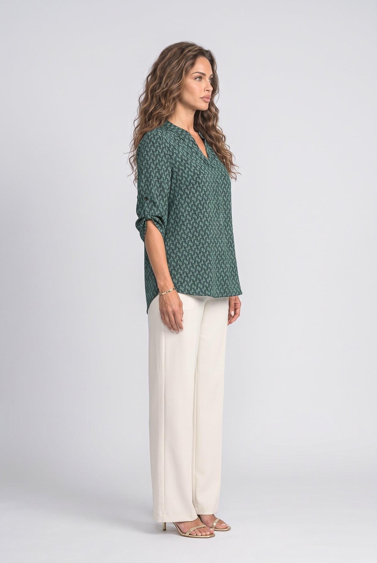 V-Neck Geometric Blouse, back view