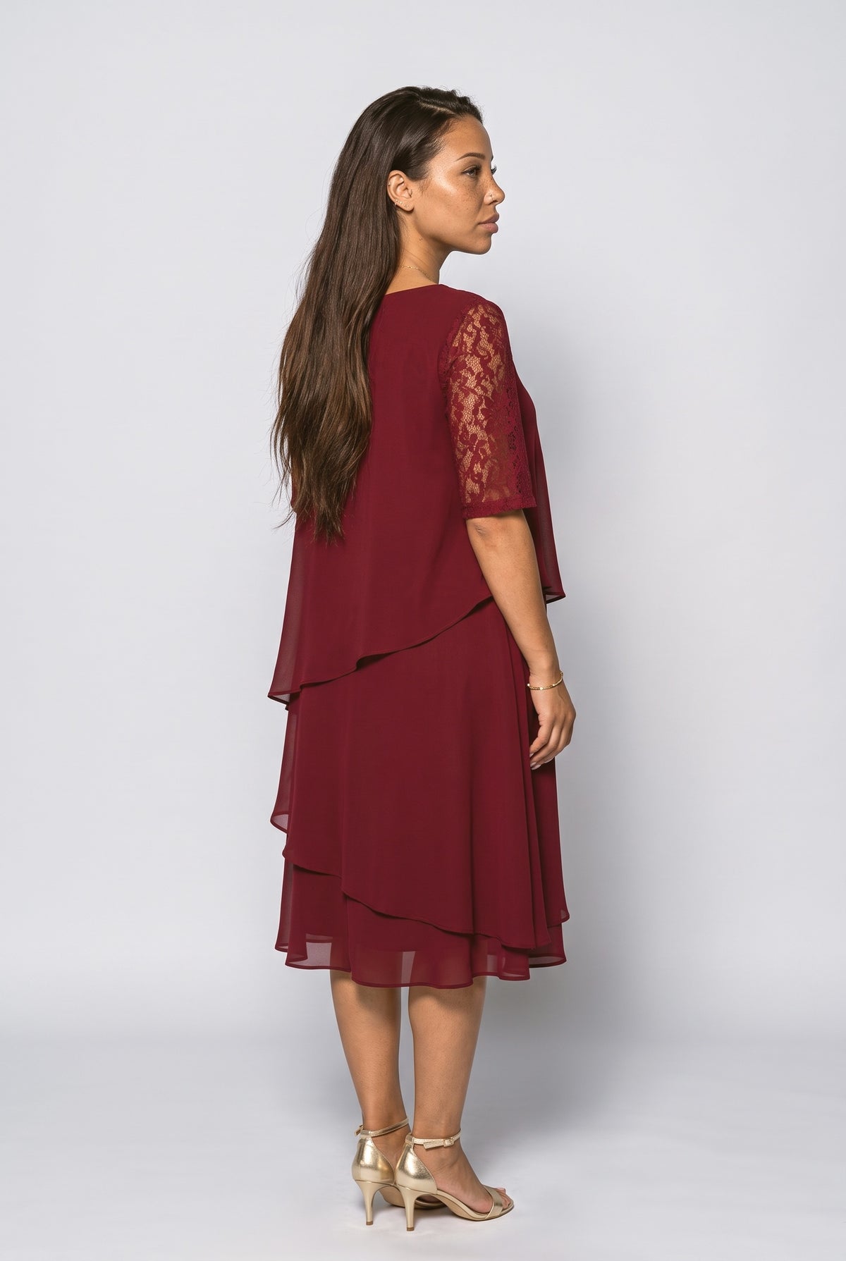 Lace Tiered Midi Dress, back view