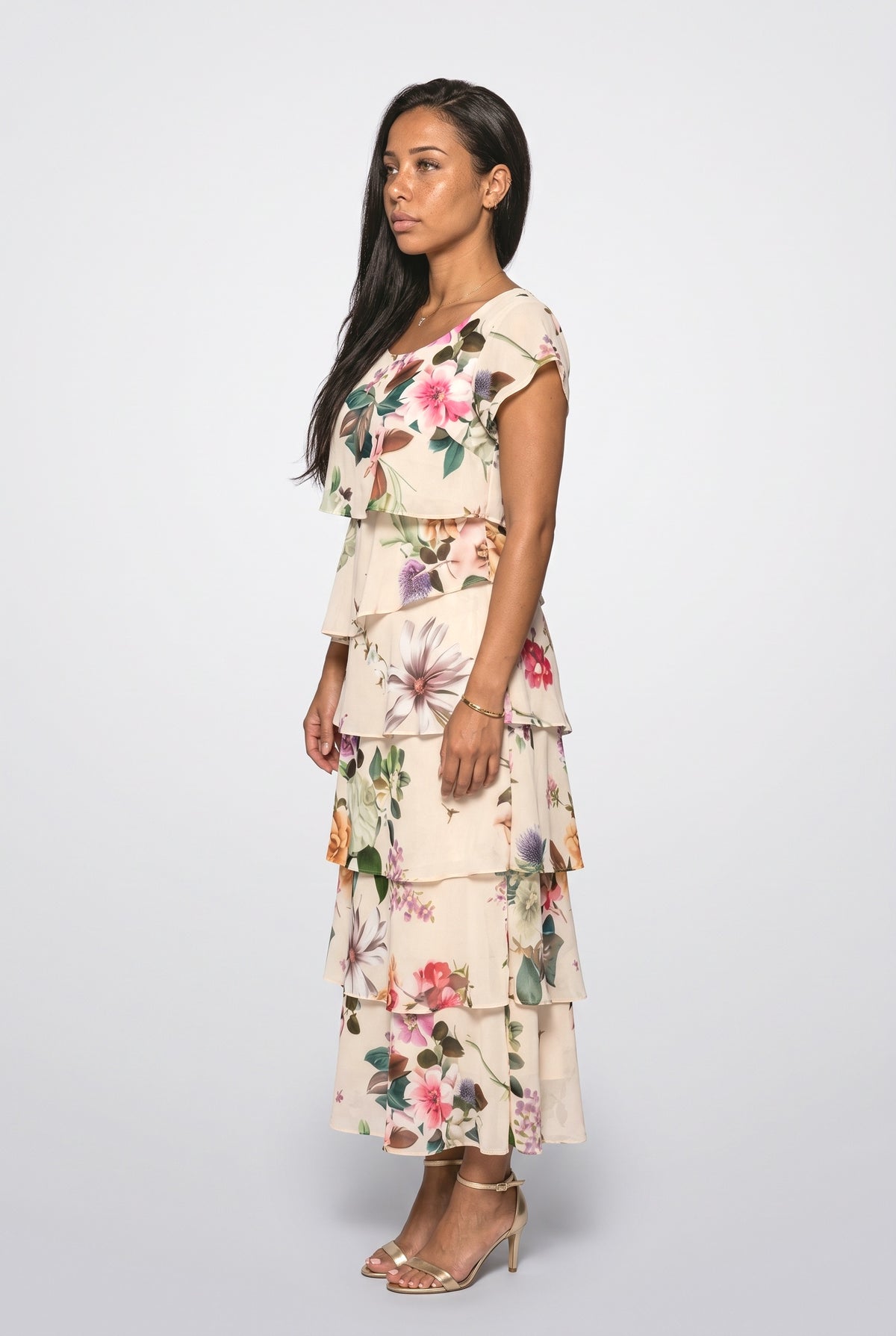 Floral Tiered Maxi Dress, back view