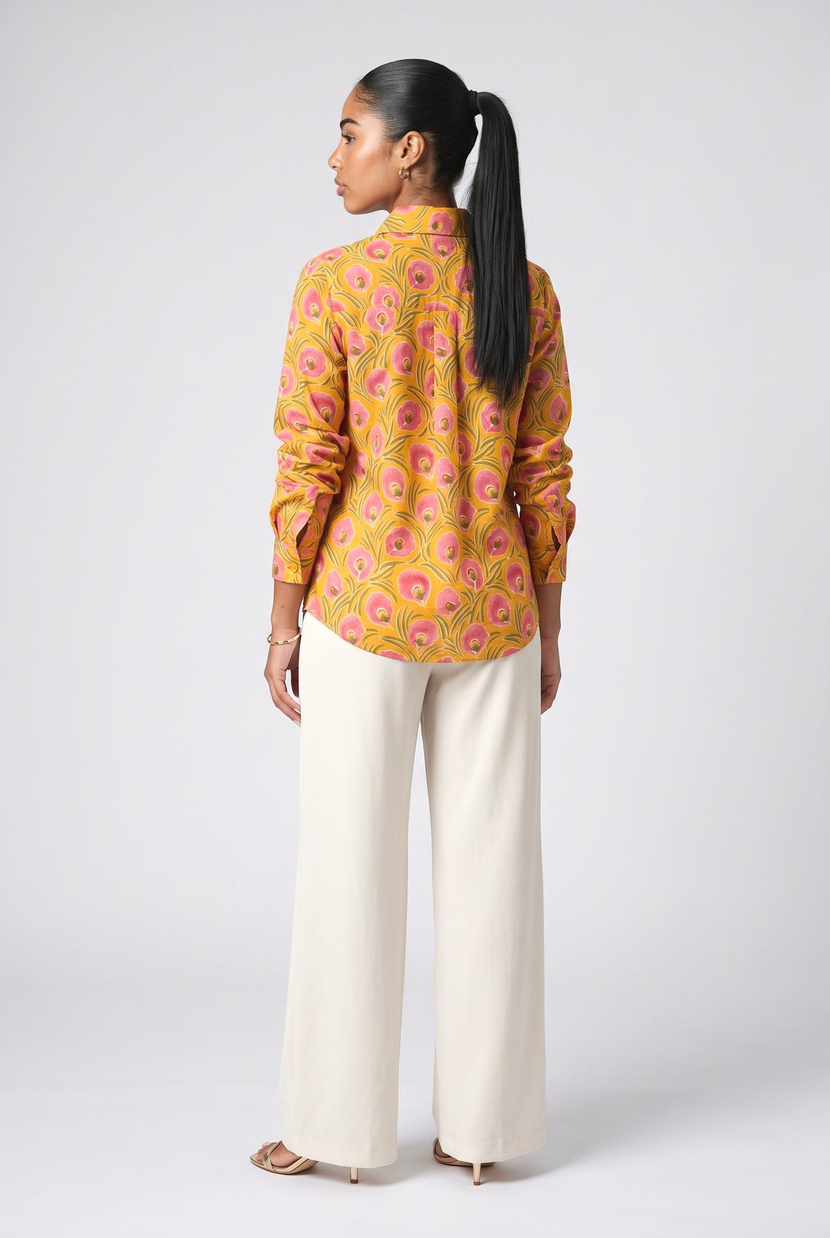 Yellow Floral Top, back view
