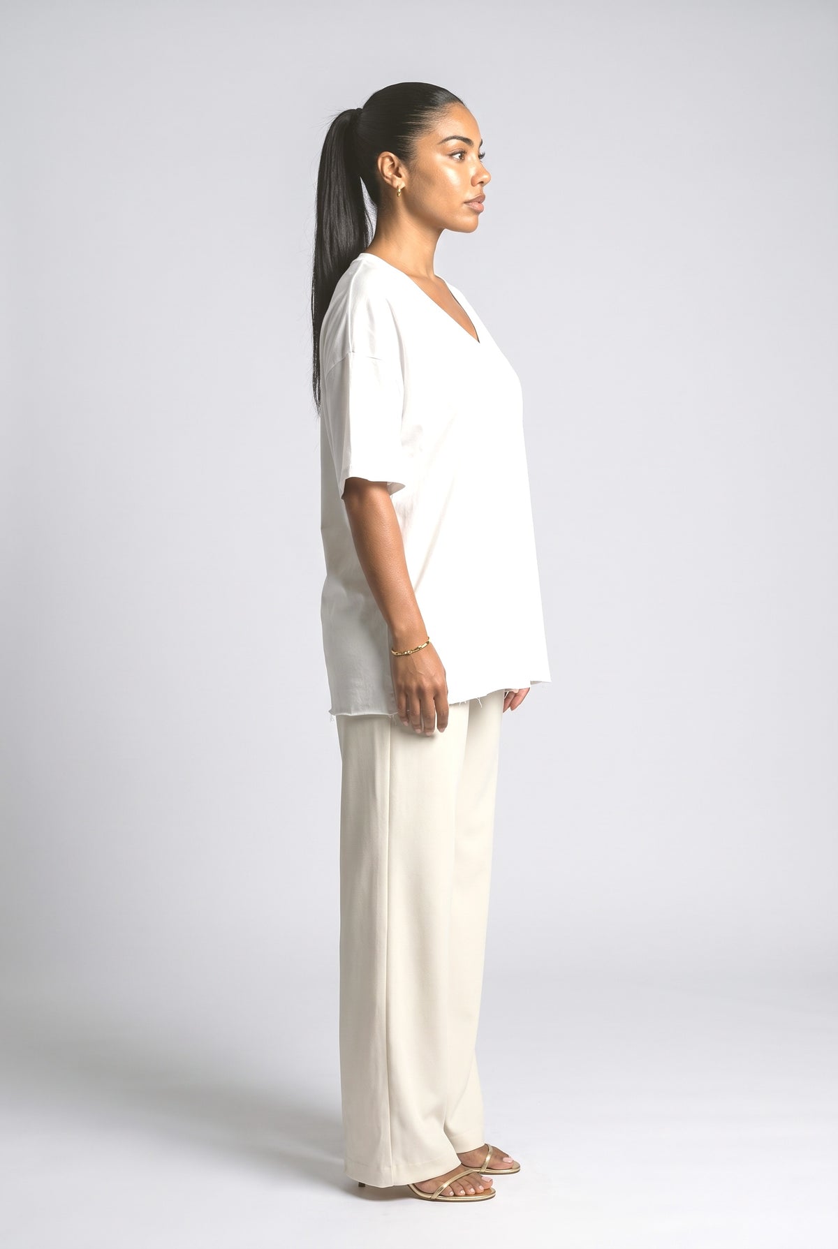 V-Neck Oversized T Shirt Women, back view