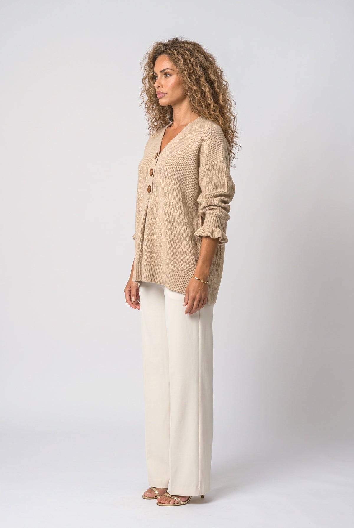 Knit V-Neck Pullover Sweater, back view