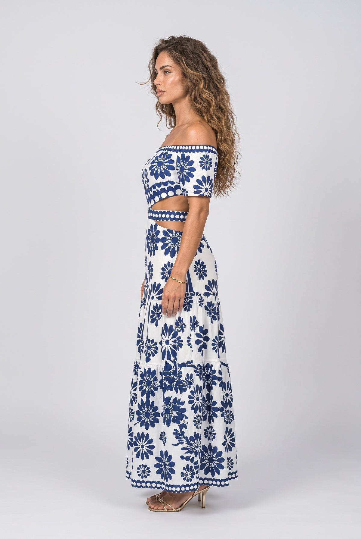 Off-Shoulder Print Two Piece Outfit, back view