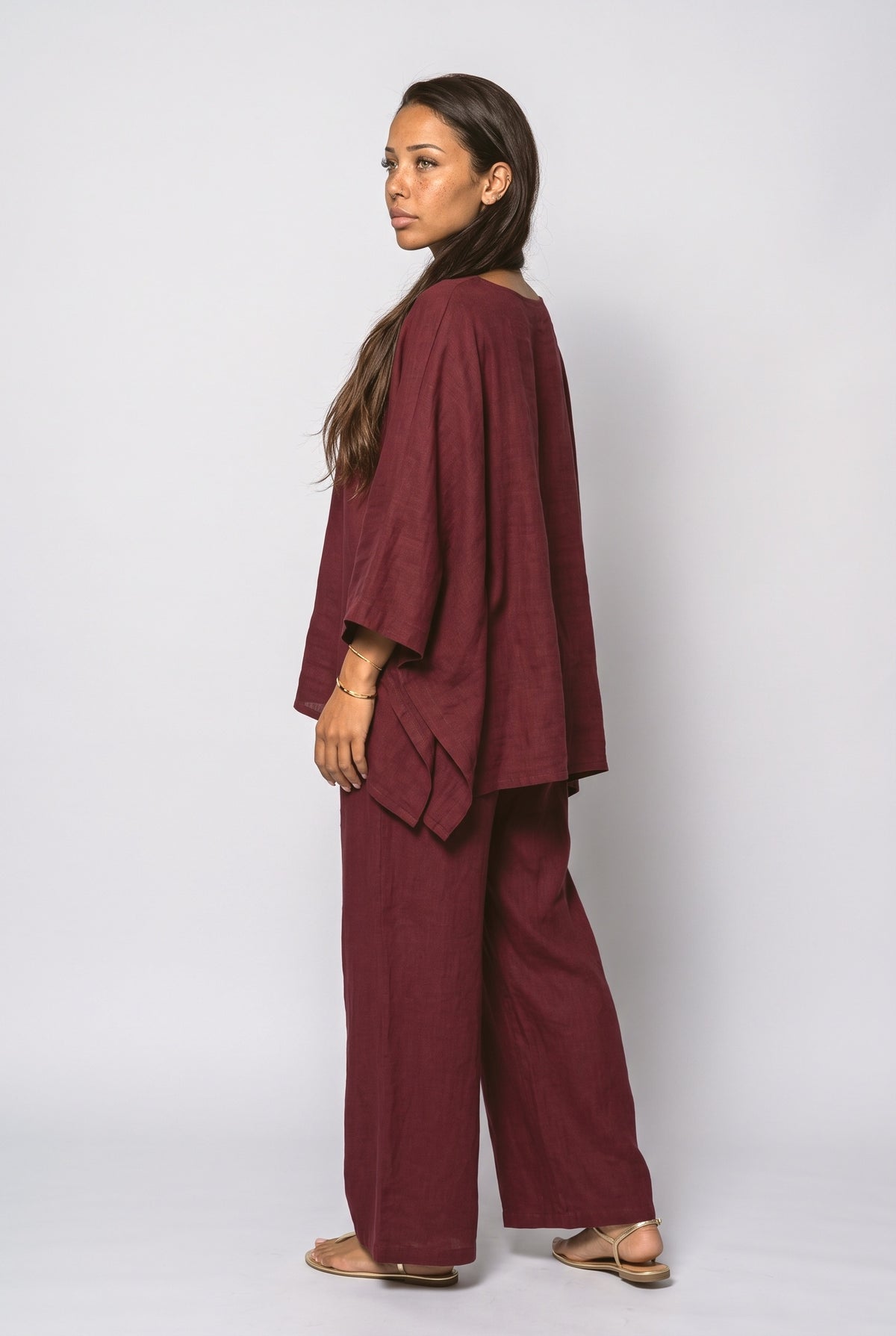 Batwing Sleeve Flowy Two Piece Outfit, back view