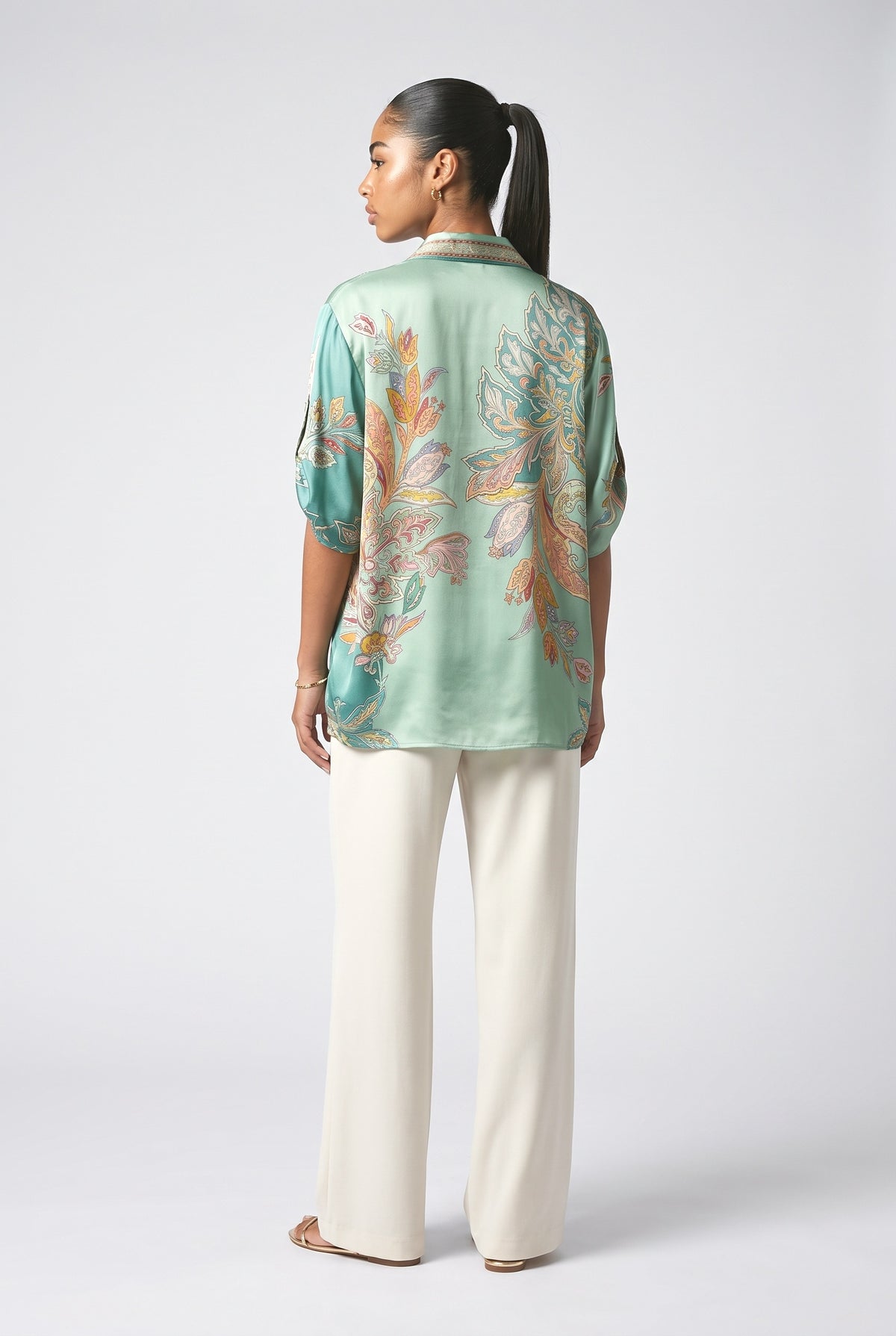 Satin Relaxed Top, back view