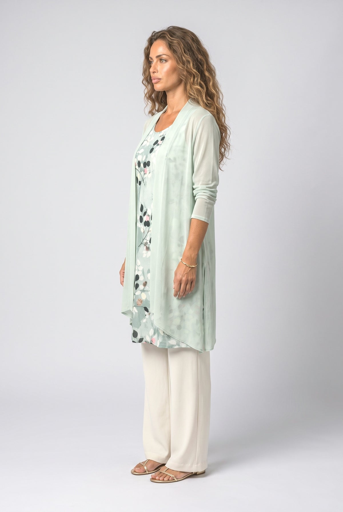 Sheer Floral Knit Cardigan, back view