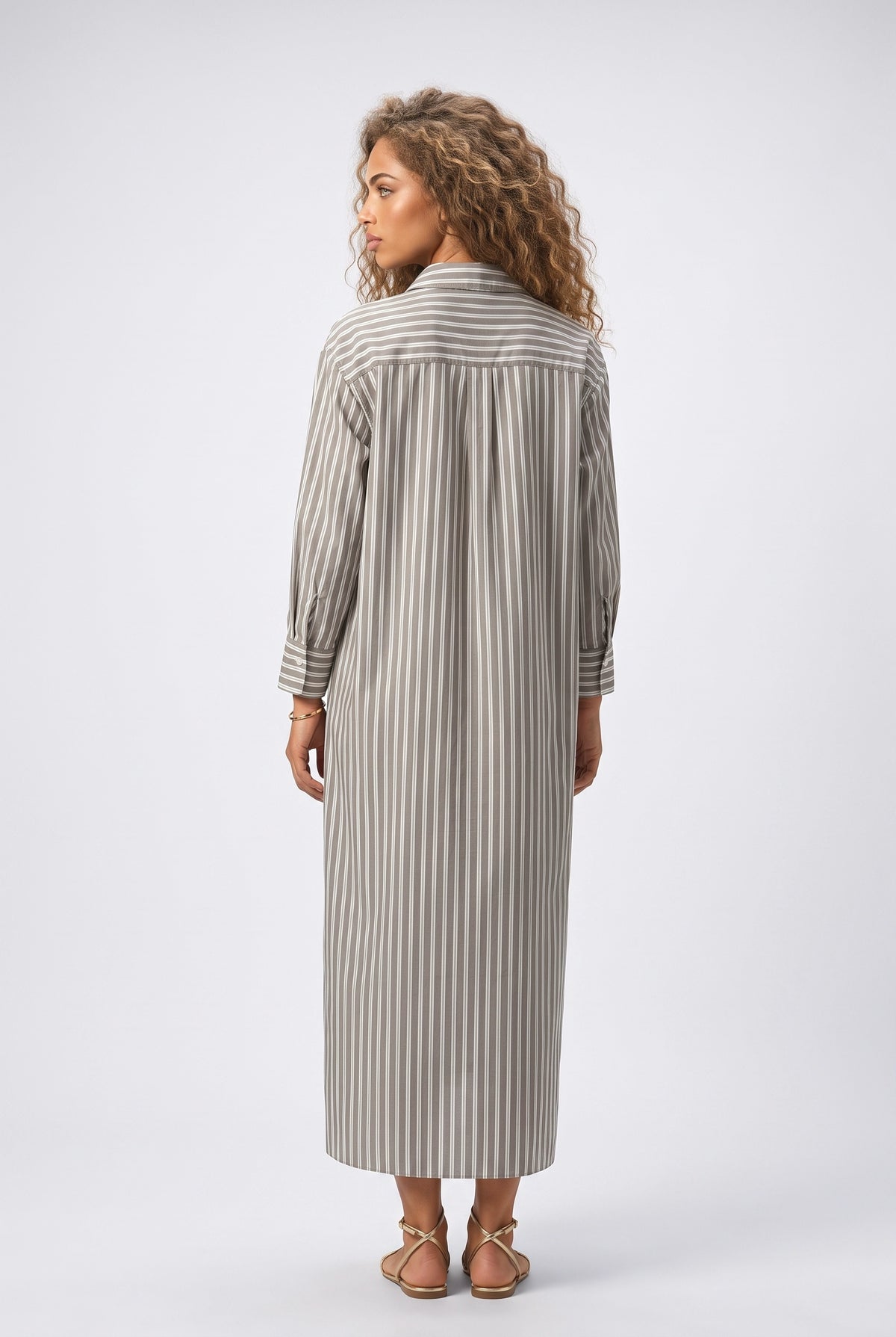 Striped V-Neck Dress, back view