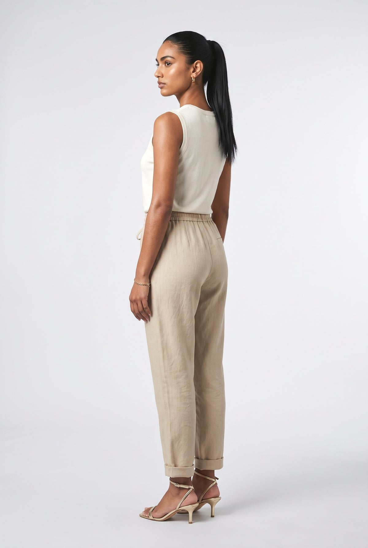 Linen Wide Leg Pants, back view