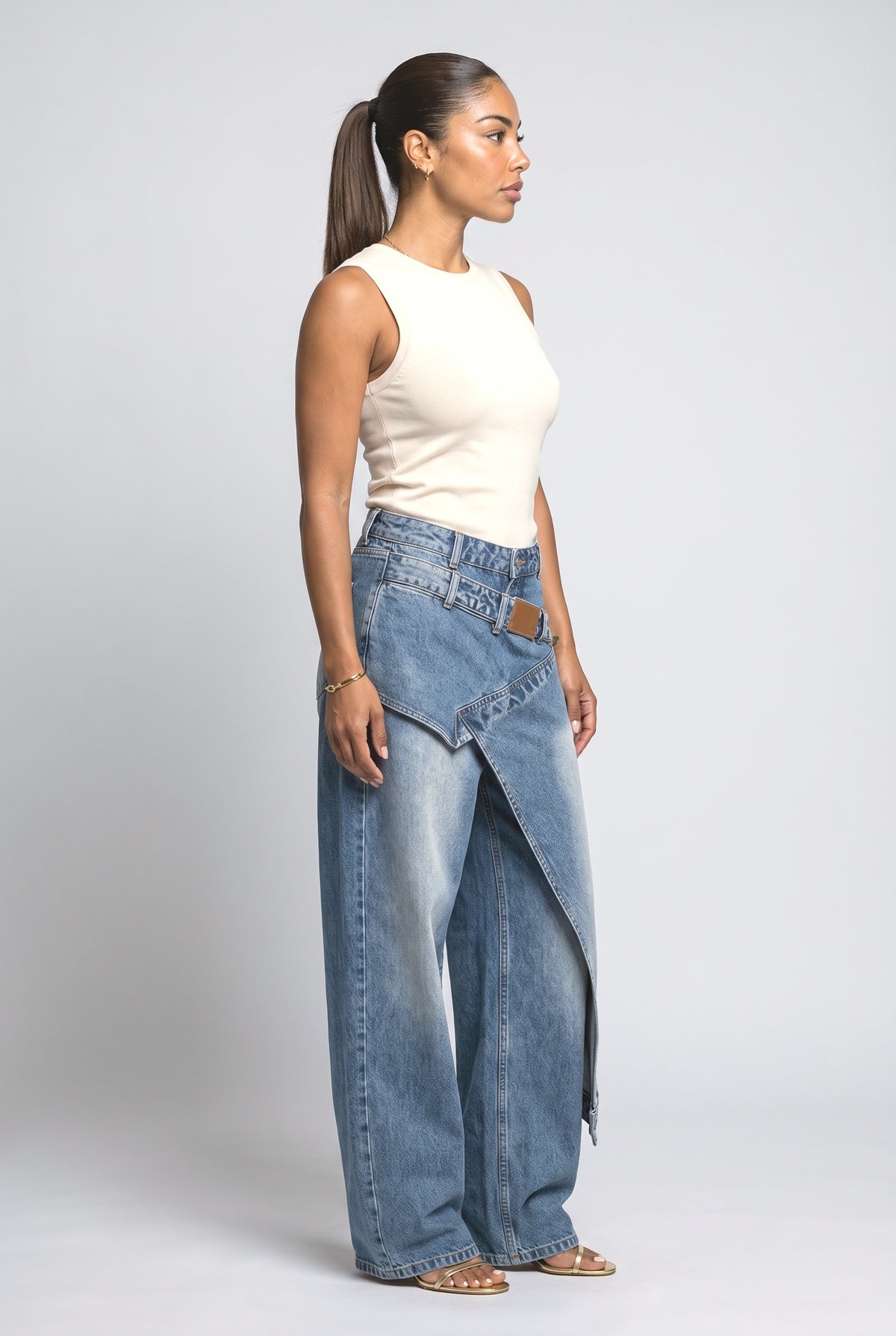 Wrap Wide Leg Jeans, back view
