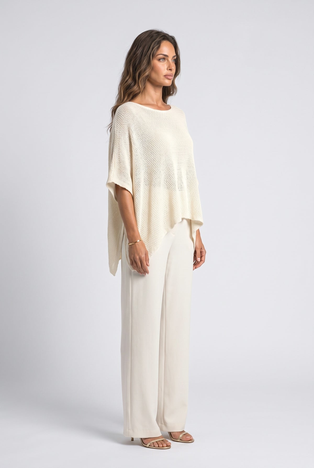 Batwing Sleeve Asymmetric Knit Top, back view