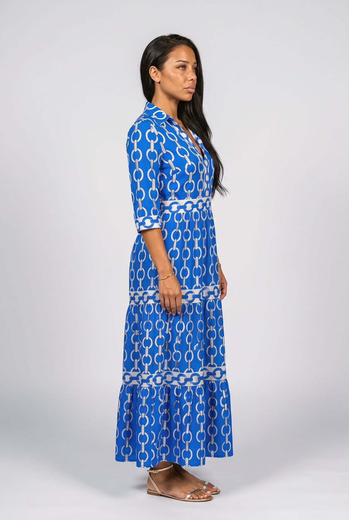 V-Neck Tiered Maxi Dress, back view