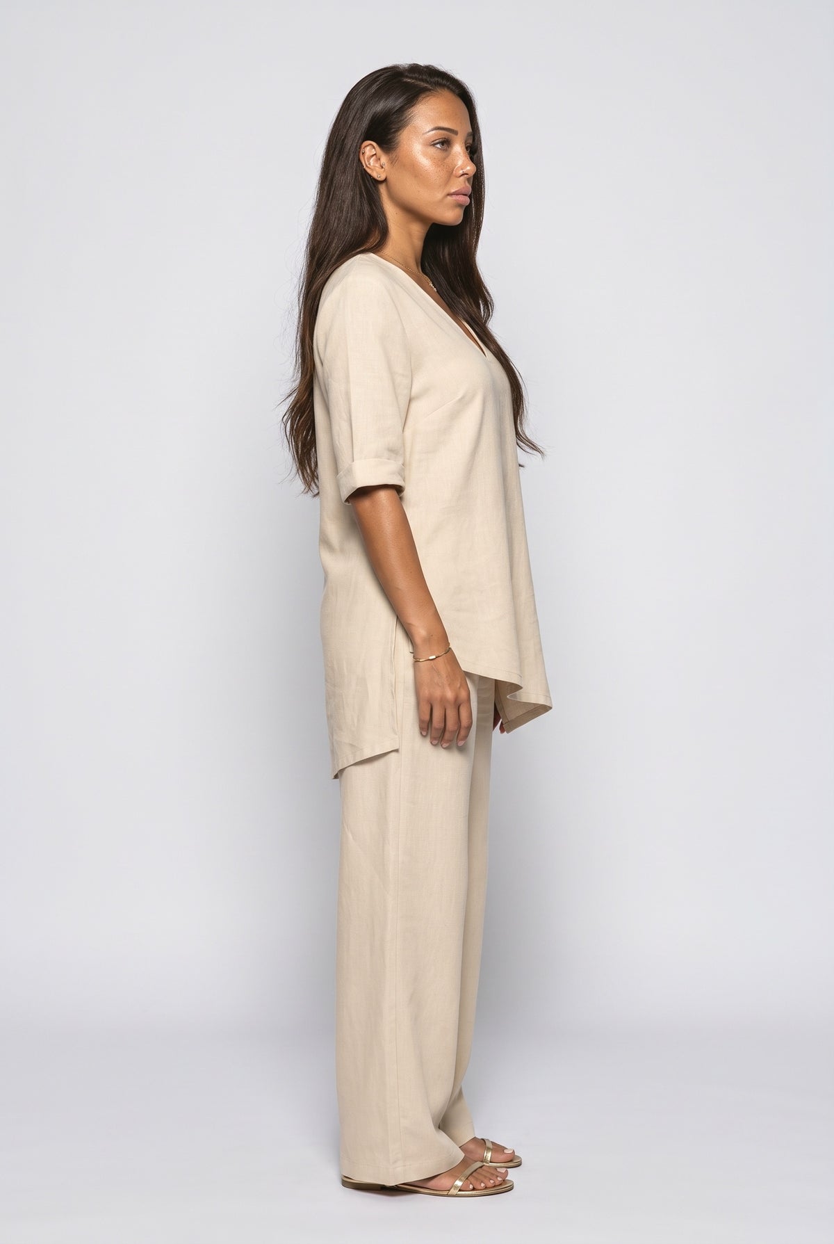 V-Neck Two Piece Outfit, back view