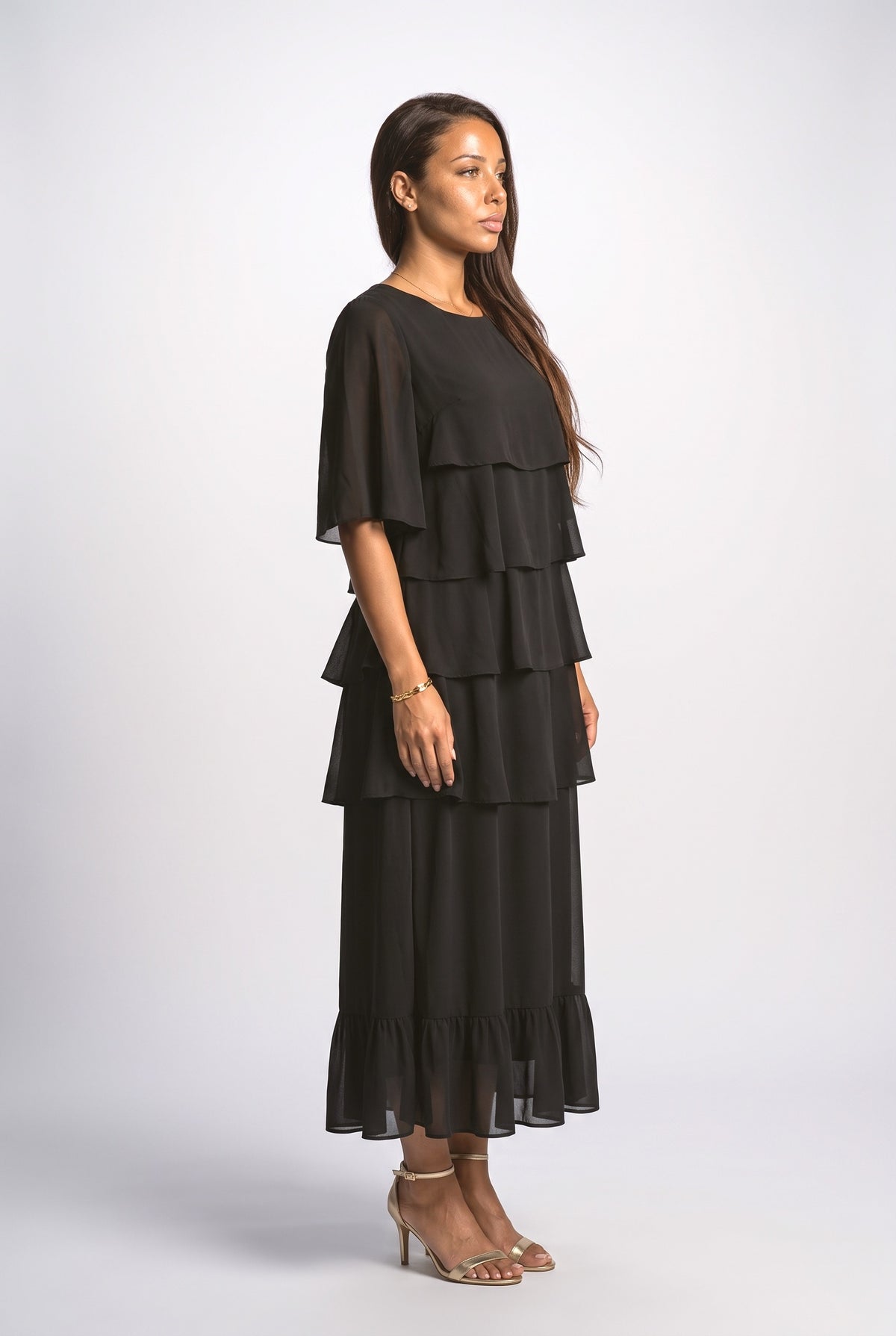 Ruffle Midi Dress, back view