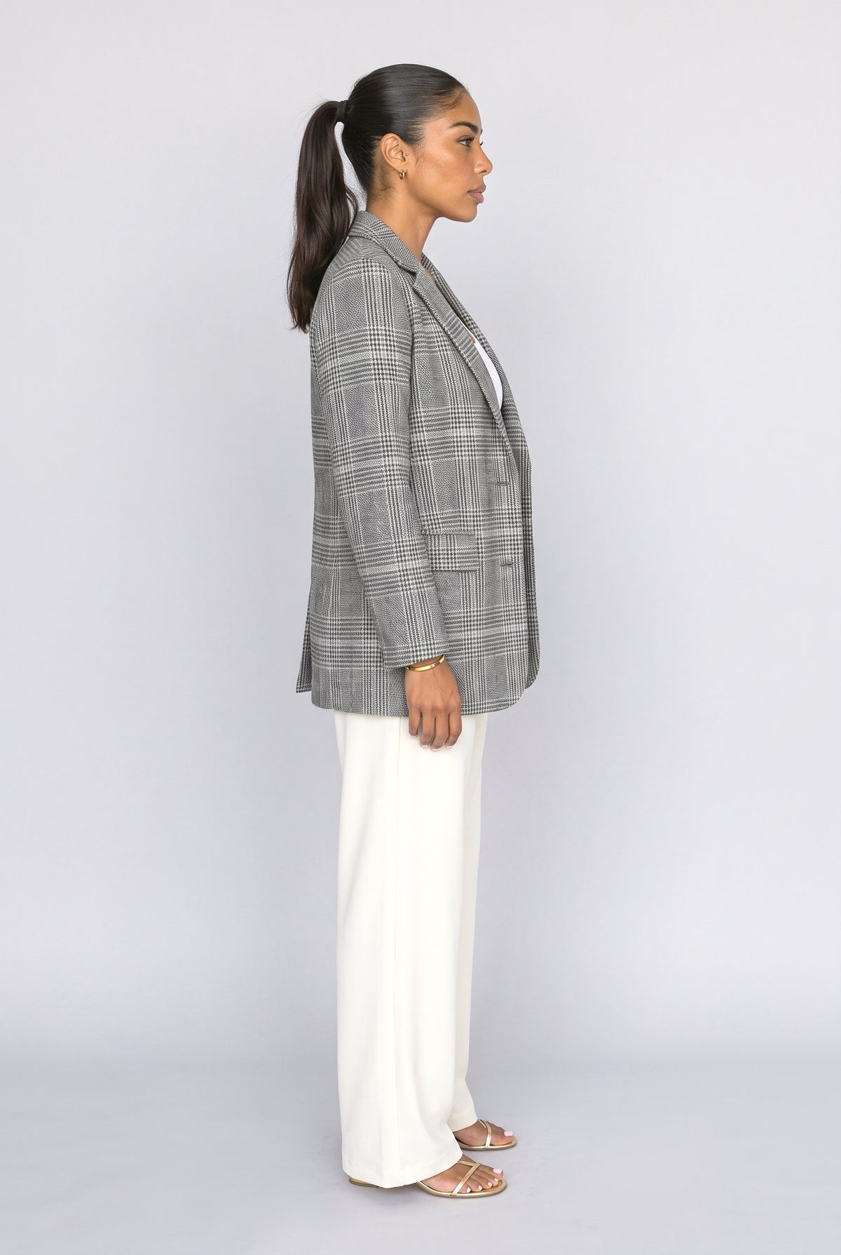 Plaid Women's Blazer, back view