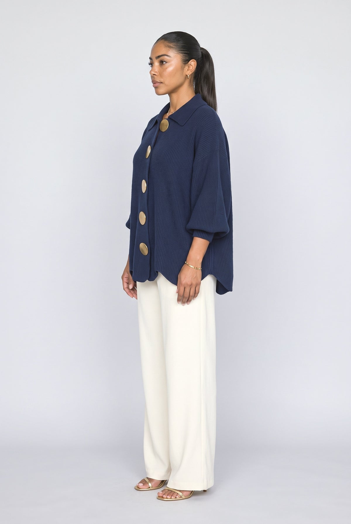 Oversized Knit Cardigan, back view