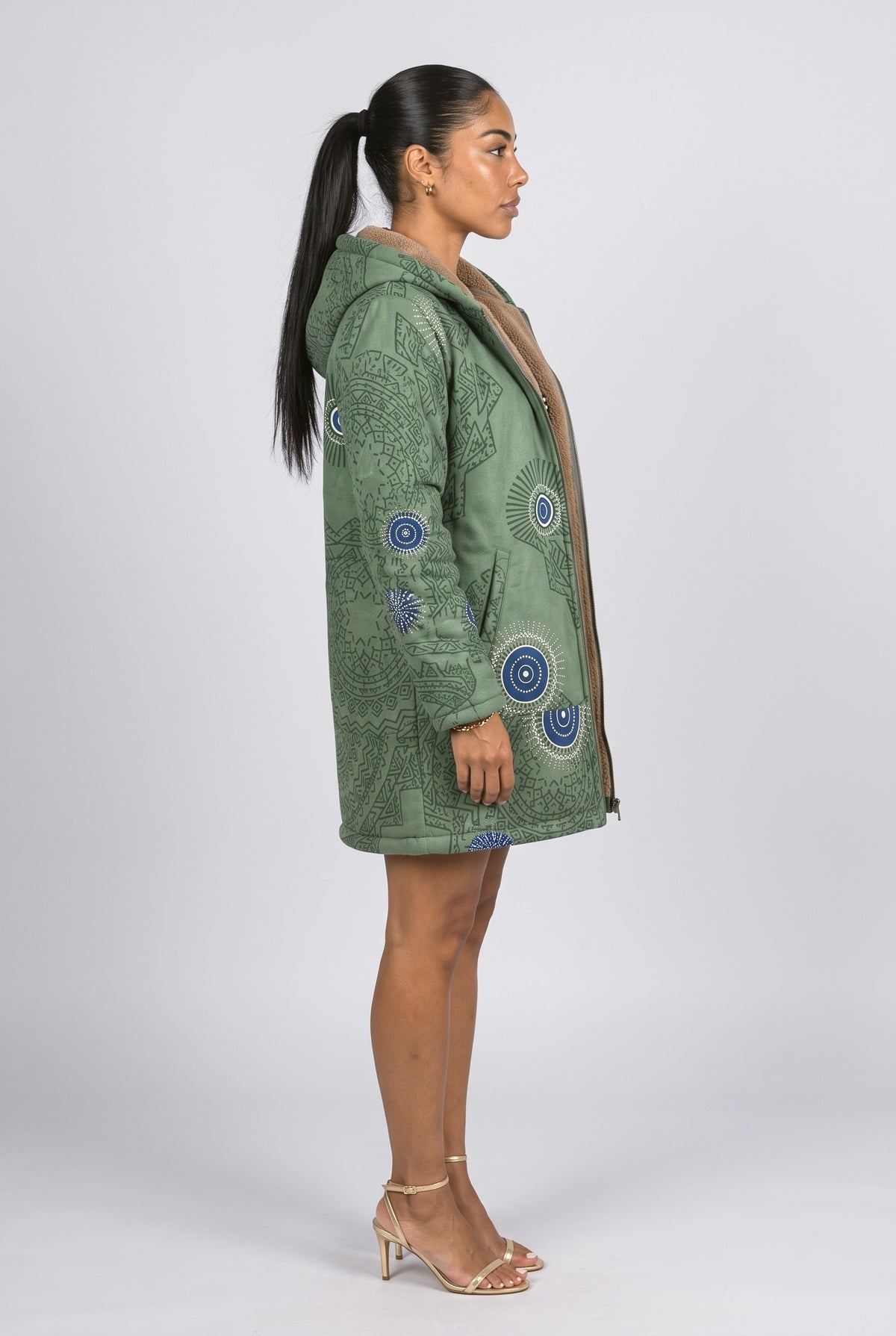 Print Winter Coat, back view