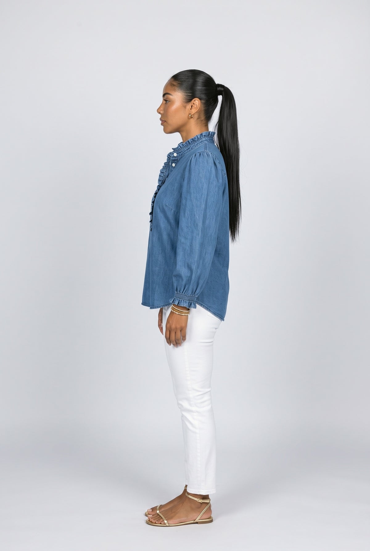 Puff Sleeve Ruffle Blouse, back view