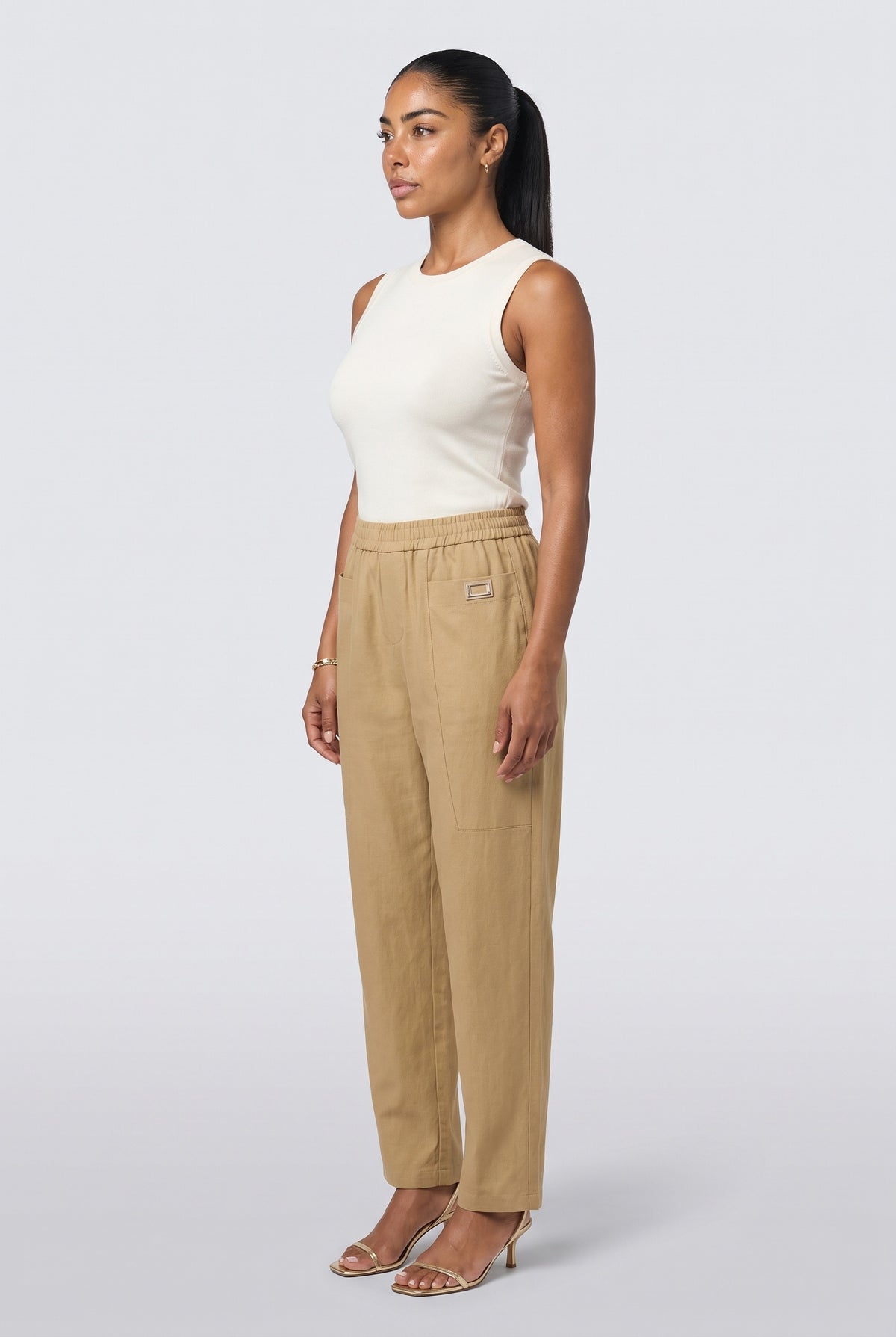 Linen Wide Leg Pants, back view