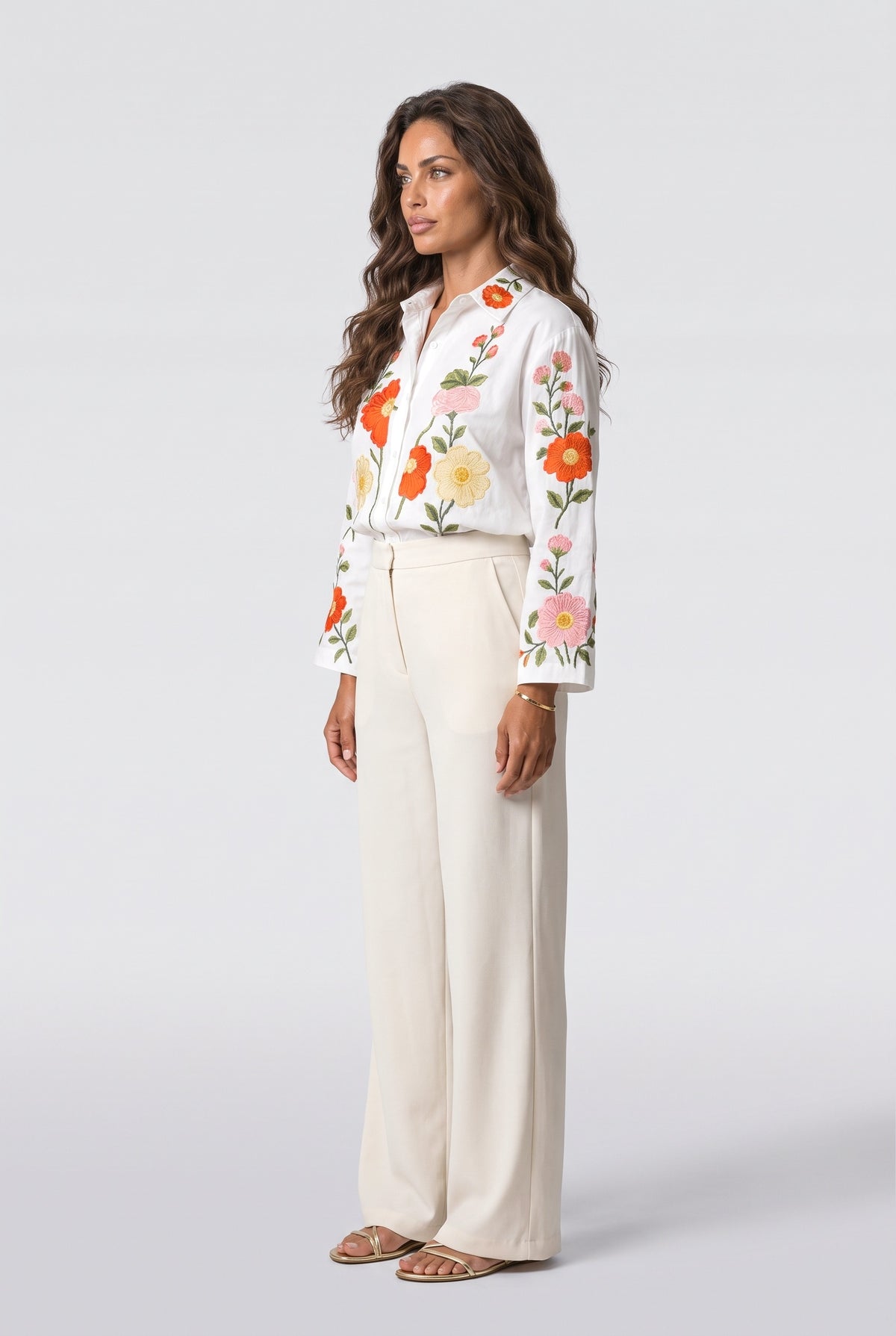 White Floral Blouse, back view