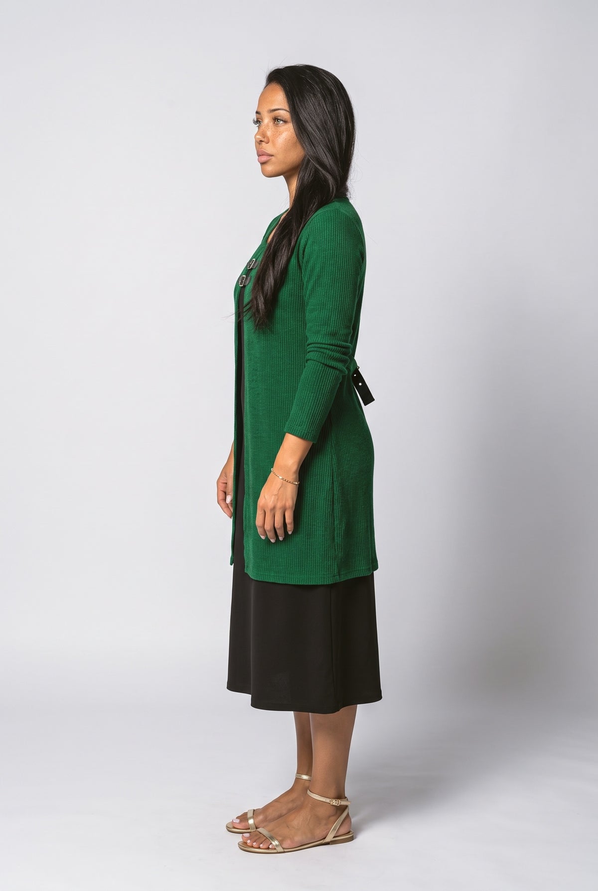 Ribbed A-Line Midi Dress, back view